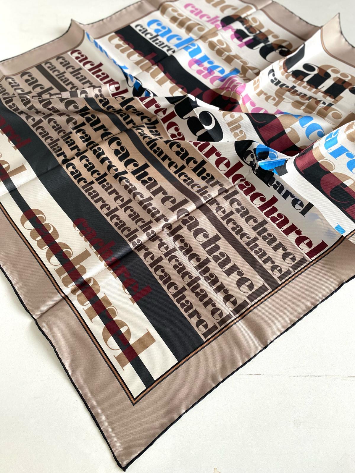 Cacharel Defolu Tivil İpek Eşarp 45649 Vizon Karışık Desen