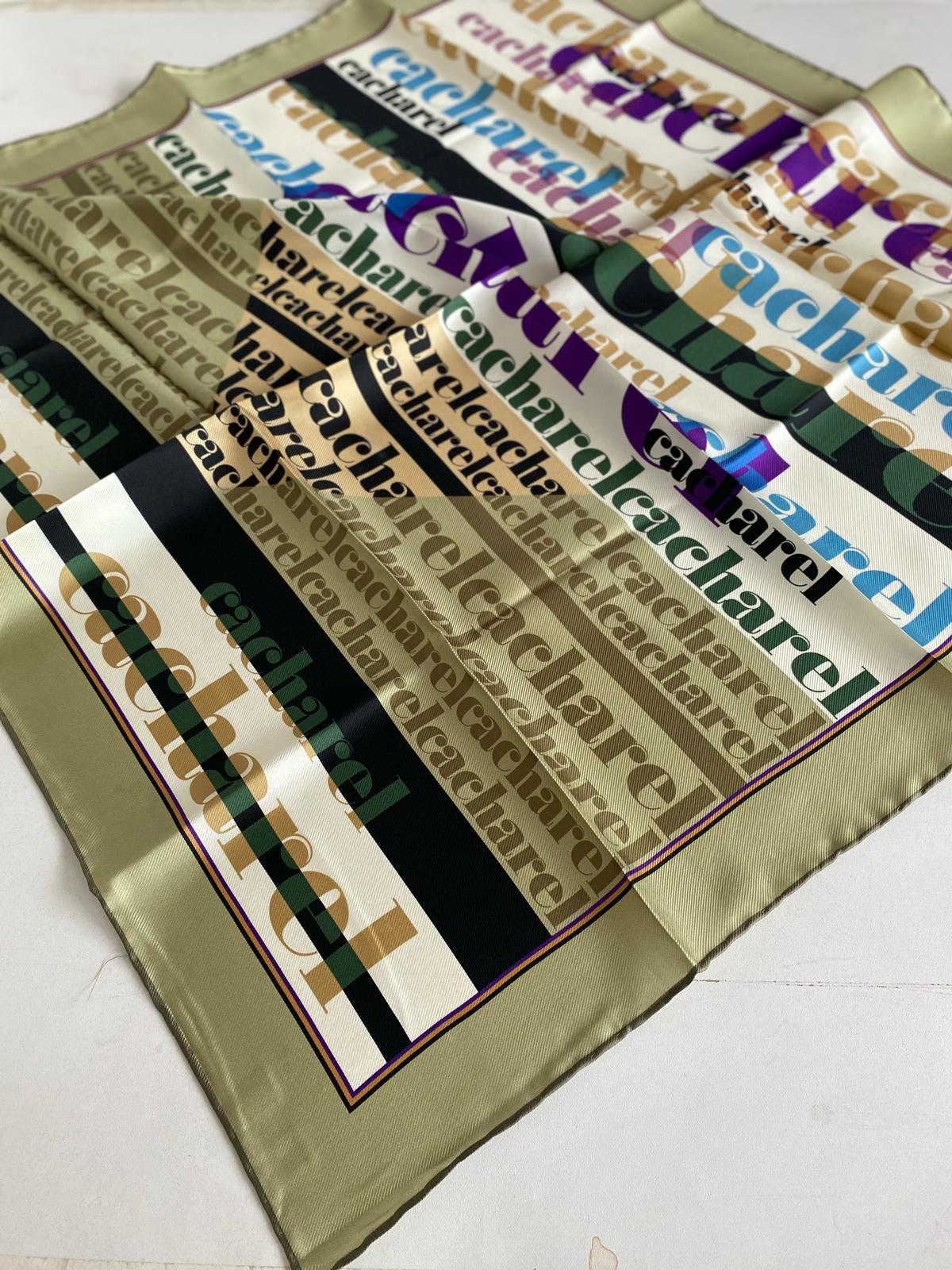 Cacharel Defolu Tivil İpek Eşarp 45776 Yeşil Karışık Desen