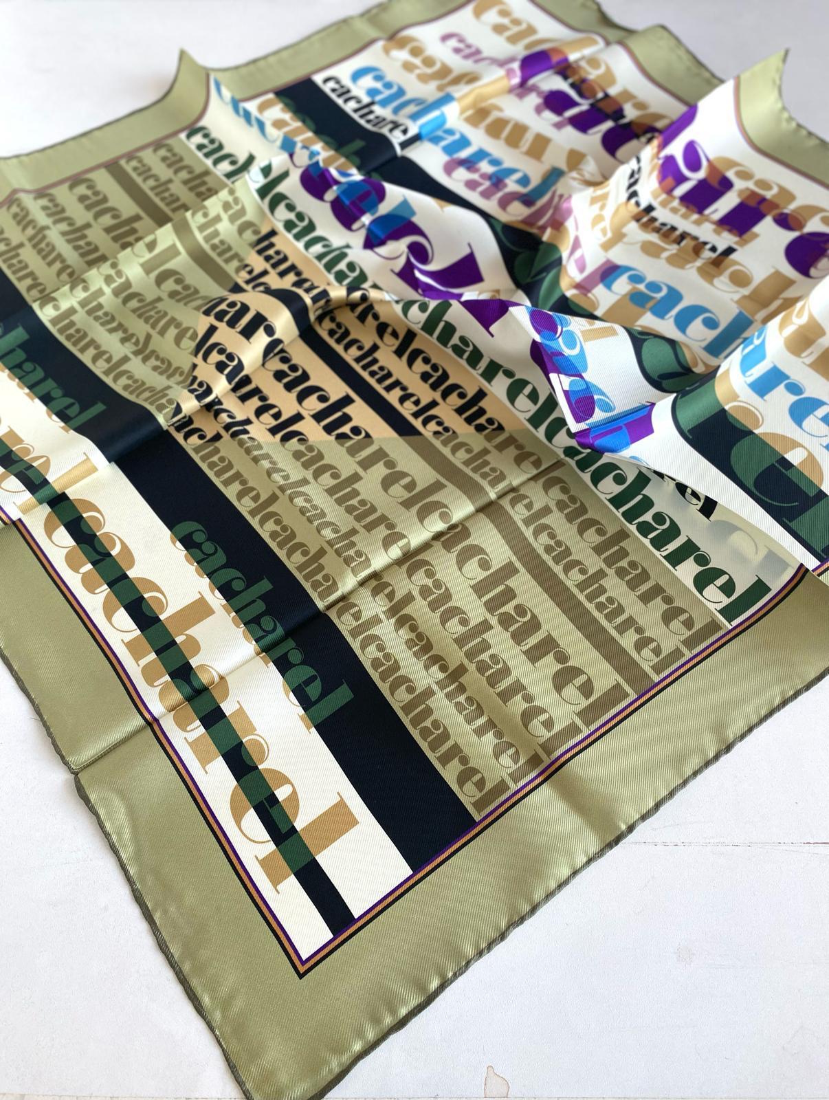 Cacharel Defolu Tivil İpek Eşarp 46441 Yeşil Karışık Desen