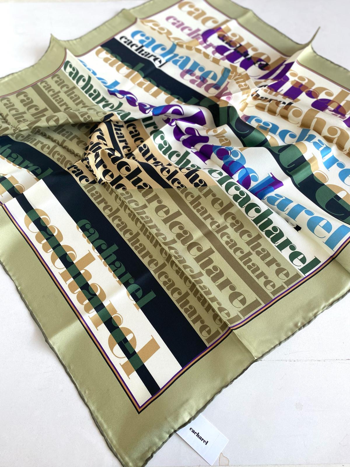 Cacharel Defolu Tivil İpek Eşarp 46443 Yeşil Karışık Desen