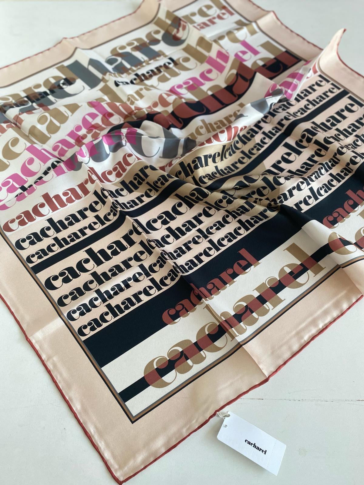 Cacharel Defolu Tivil İpek Eşarp 46450 Pudra Pembe Karışık Desen