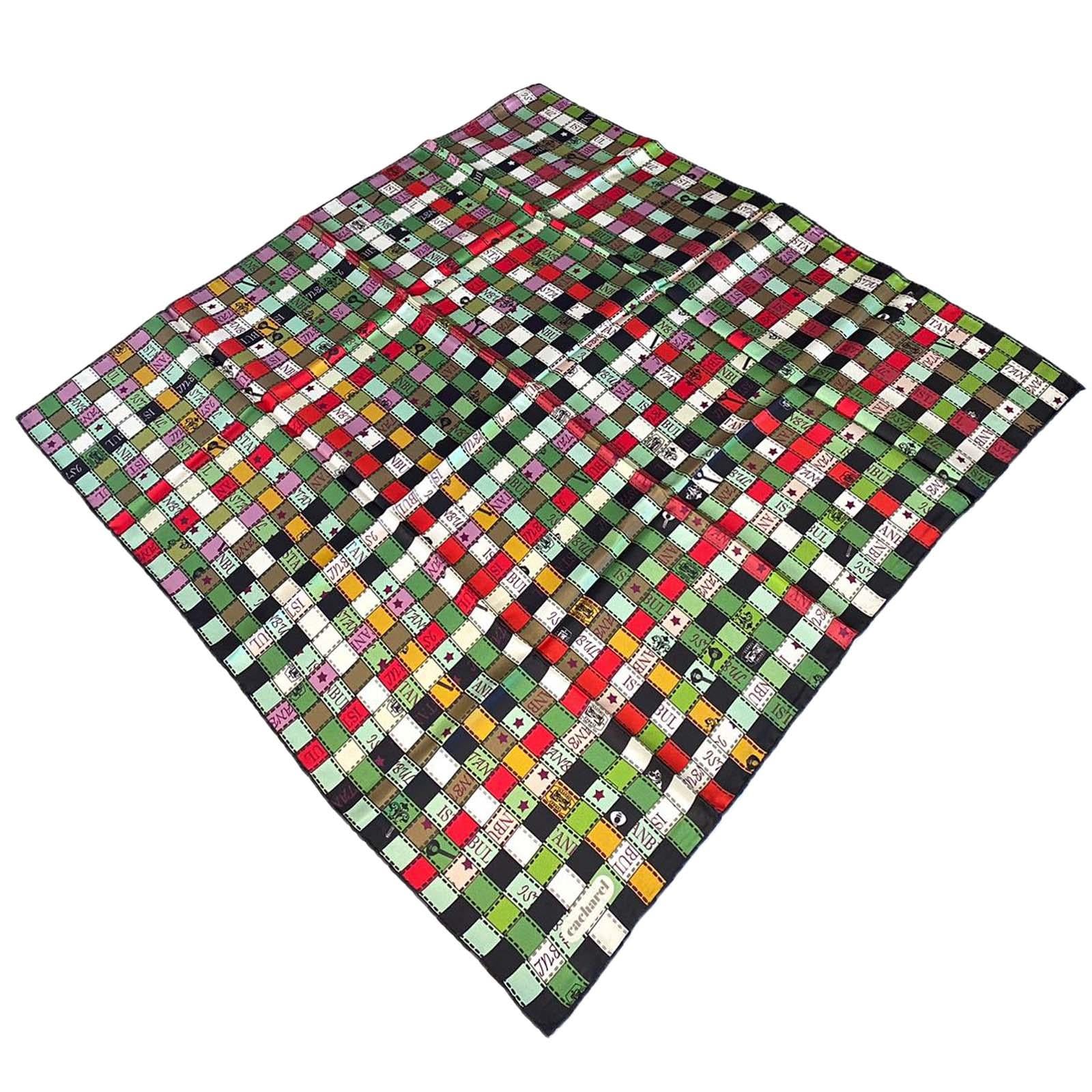 Cacharel Plaid Pattern Twill Silk Scarf 8376313-914