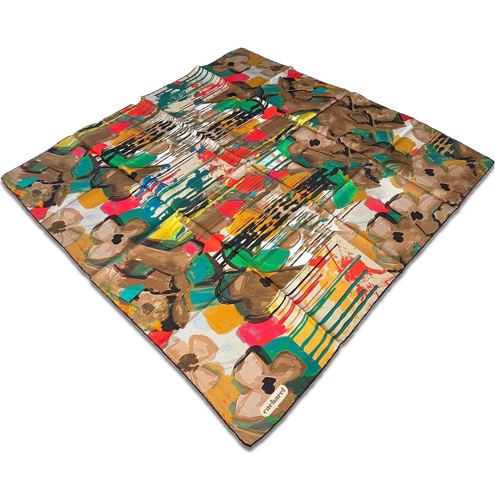 Cacharel Cream Mixed Pattern Twill Silk Scarf 8853313-912