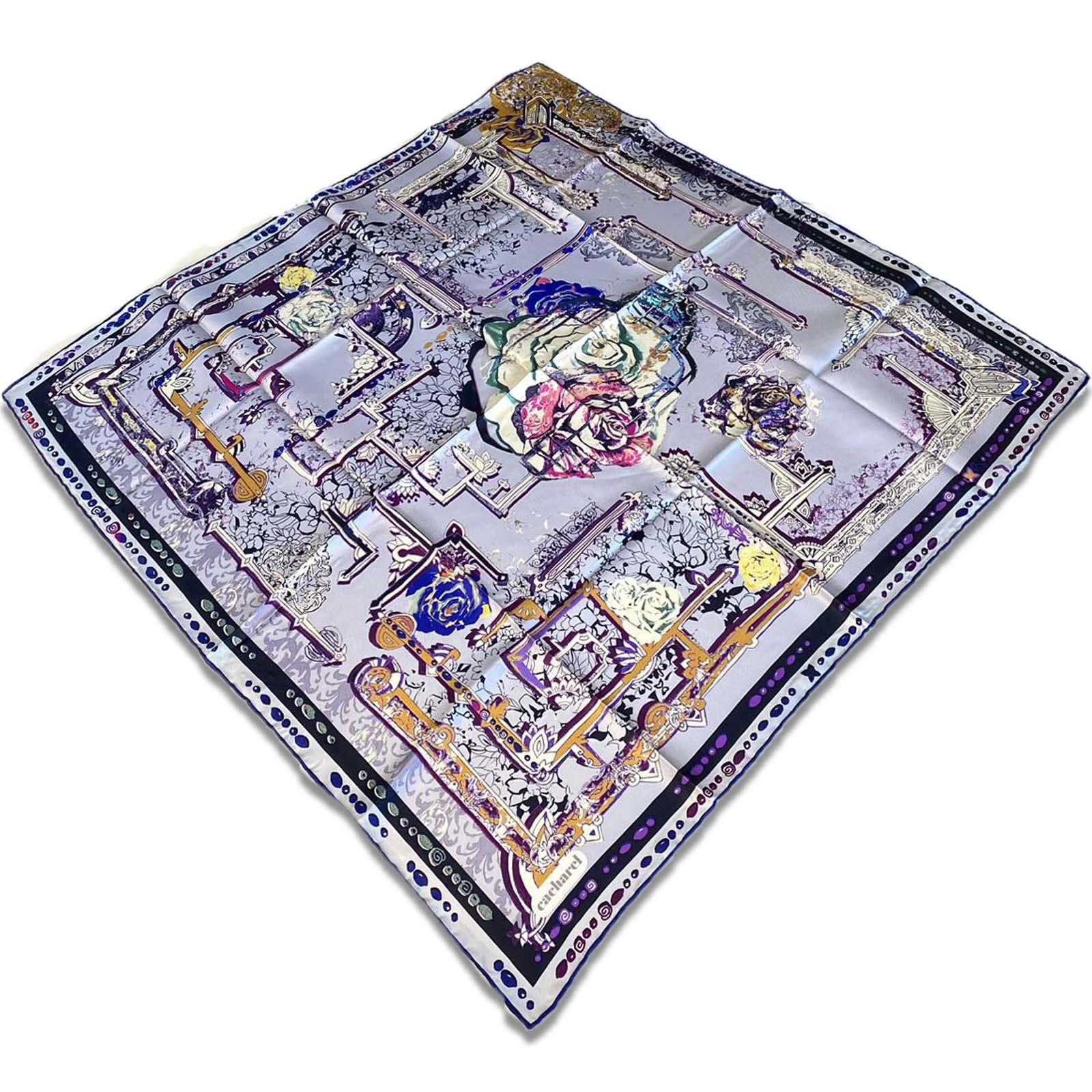 Cacharel Lacivert Karma Desen Tivil İpek Eşarp 6626313-921