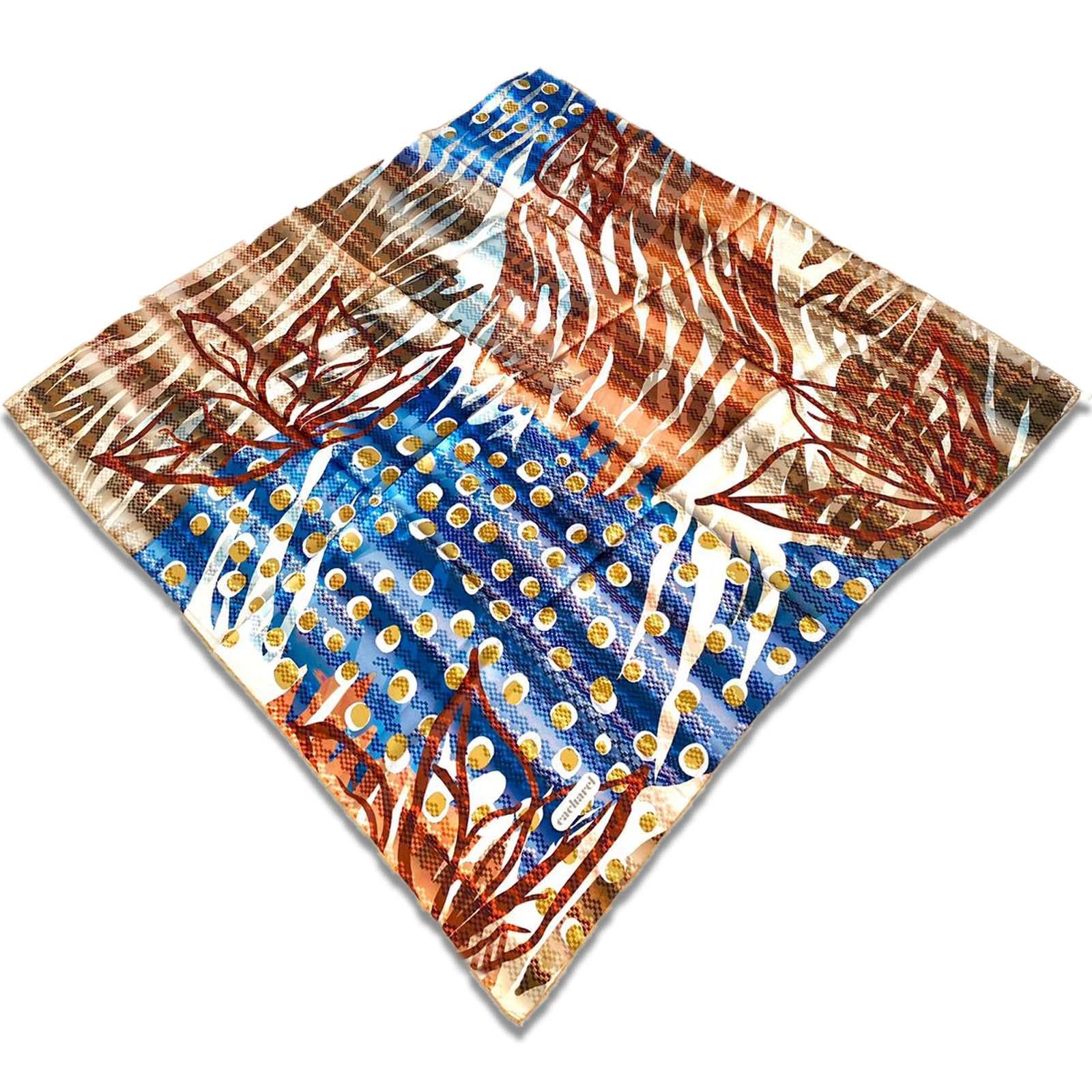 Cacharel Mavi-Bordo Karma Desen Tivil İpek Eşarp 31249