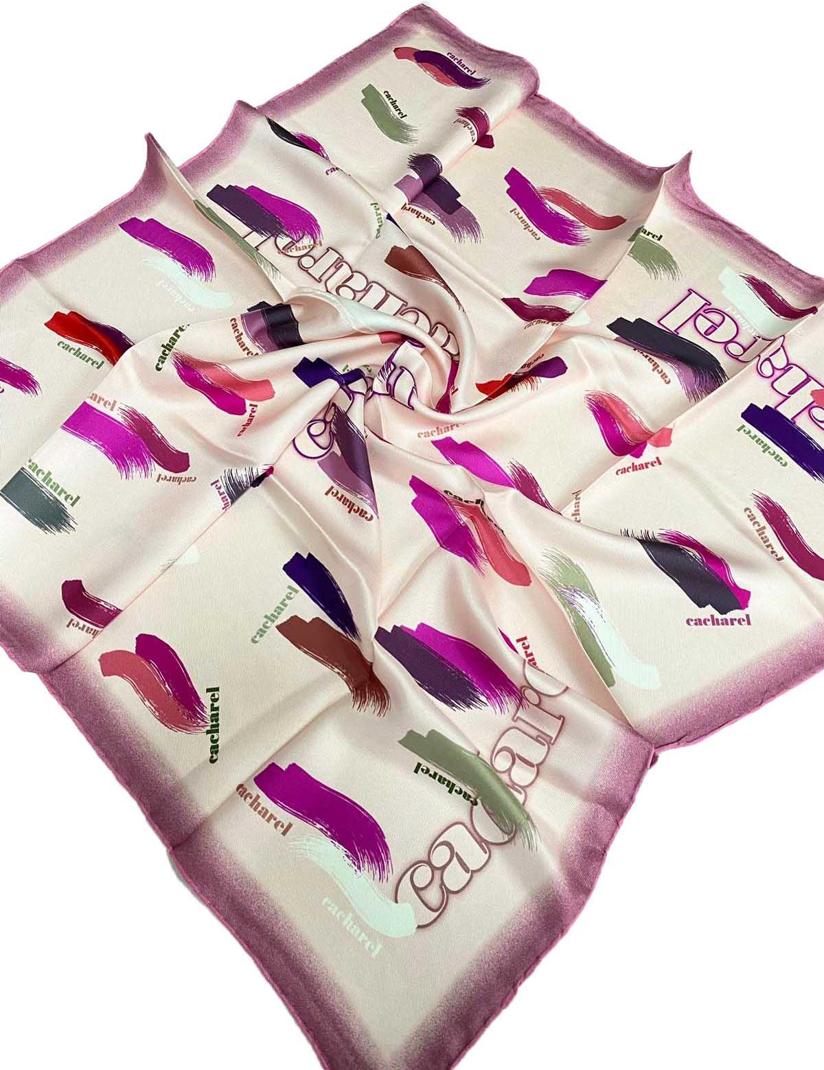 Cacharel Powder Letter Patterned Twill Silk Scarf 4208701-28162