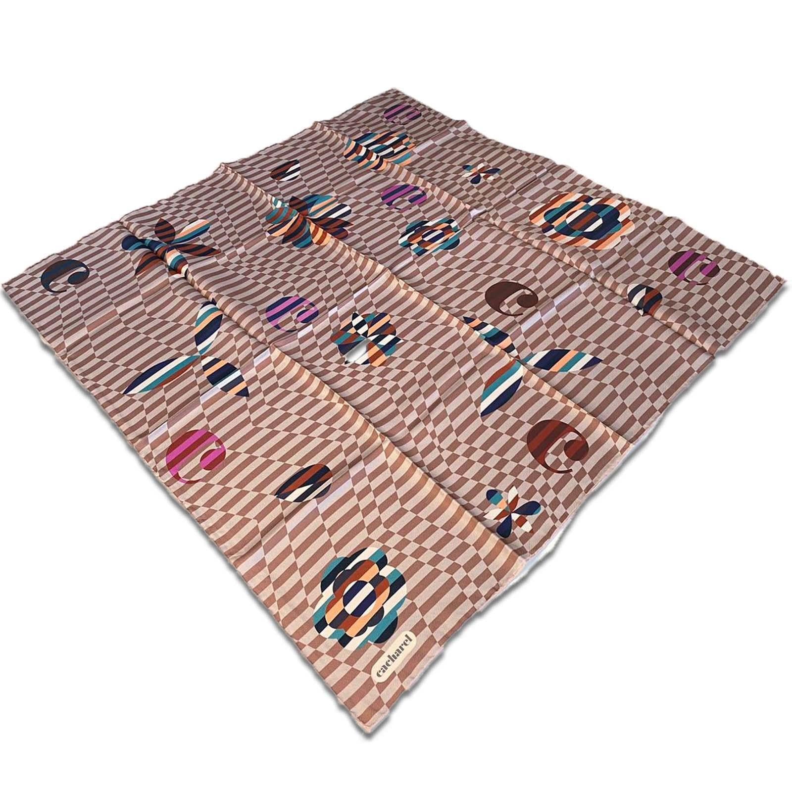 Cacharel Powder Mixed Pattern Twill Silk Scarf 8850313-932