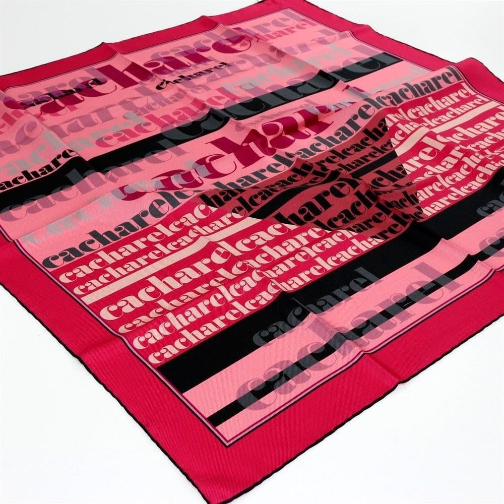 Cacharel Saf Tivil İpek Eşarp 4214701 - 312 Pembe Slogan Desen