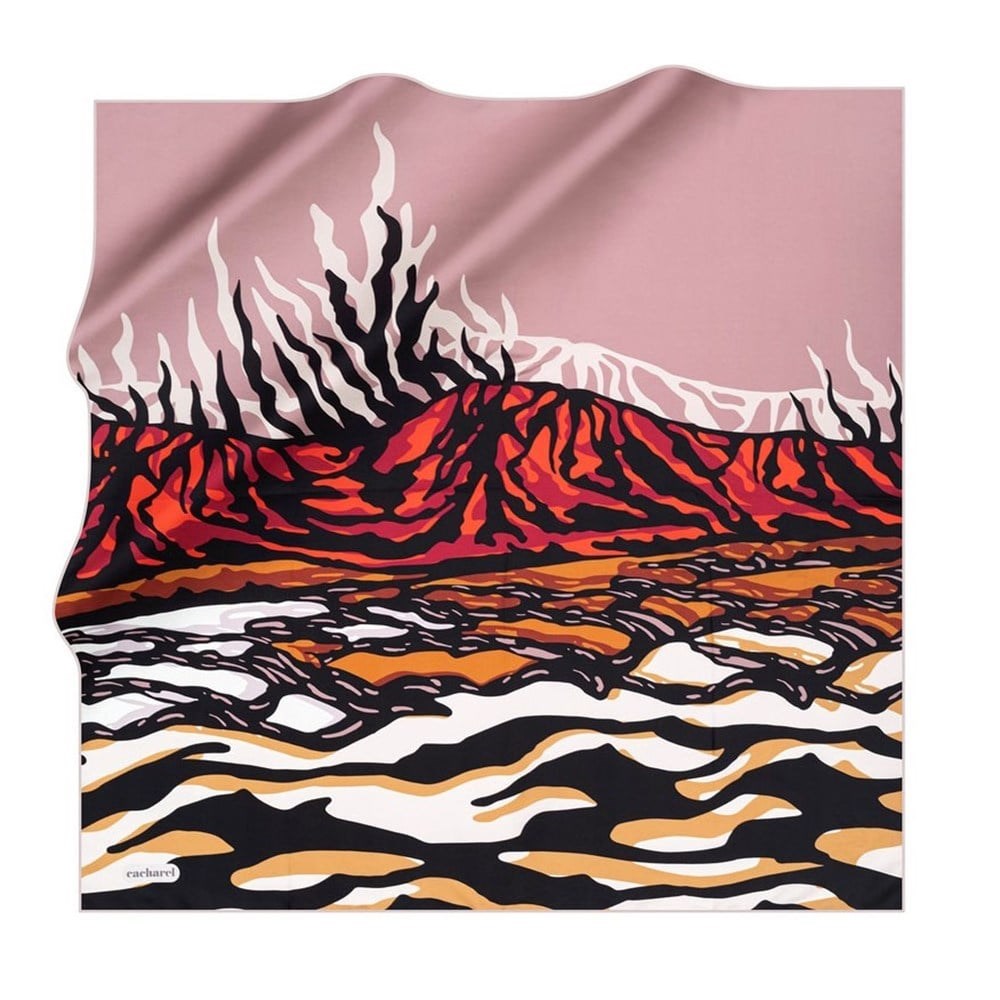 Cacharel Saf Tivil İpek Eşarp 7825313 - 991 Pudra Karışık Desen