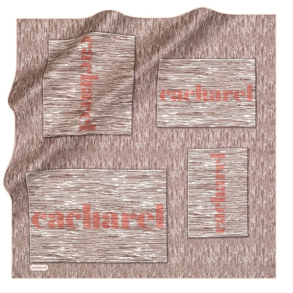 Cacharel Saf Tivil İpek Eşarp 8224313 - 991 Pudra Çizgi Desen