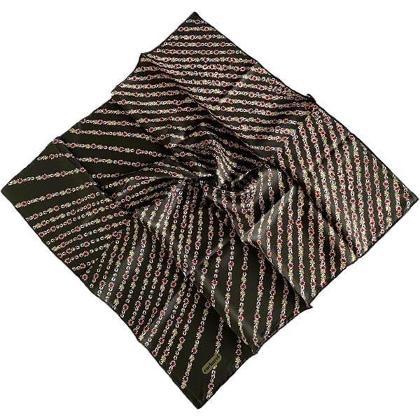 Cacharel Black Mixed Pattern Twill Silk Scarf 35657