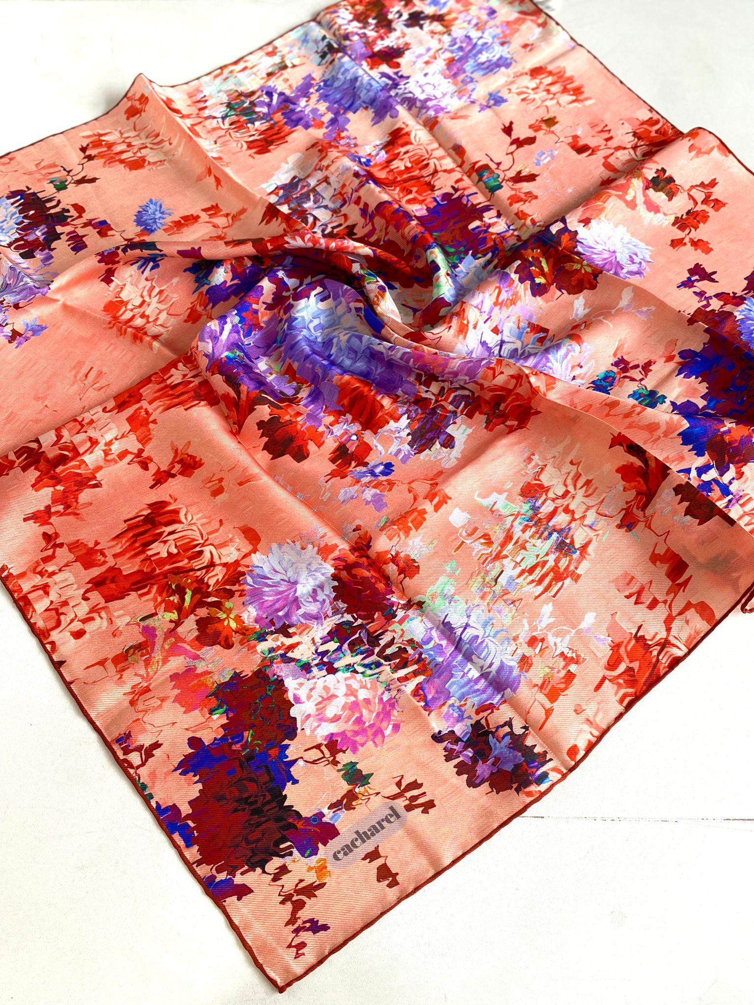 Cacharel Tivil İpek Eşarp 42651 Turuncu Karışık Desen