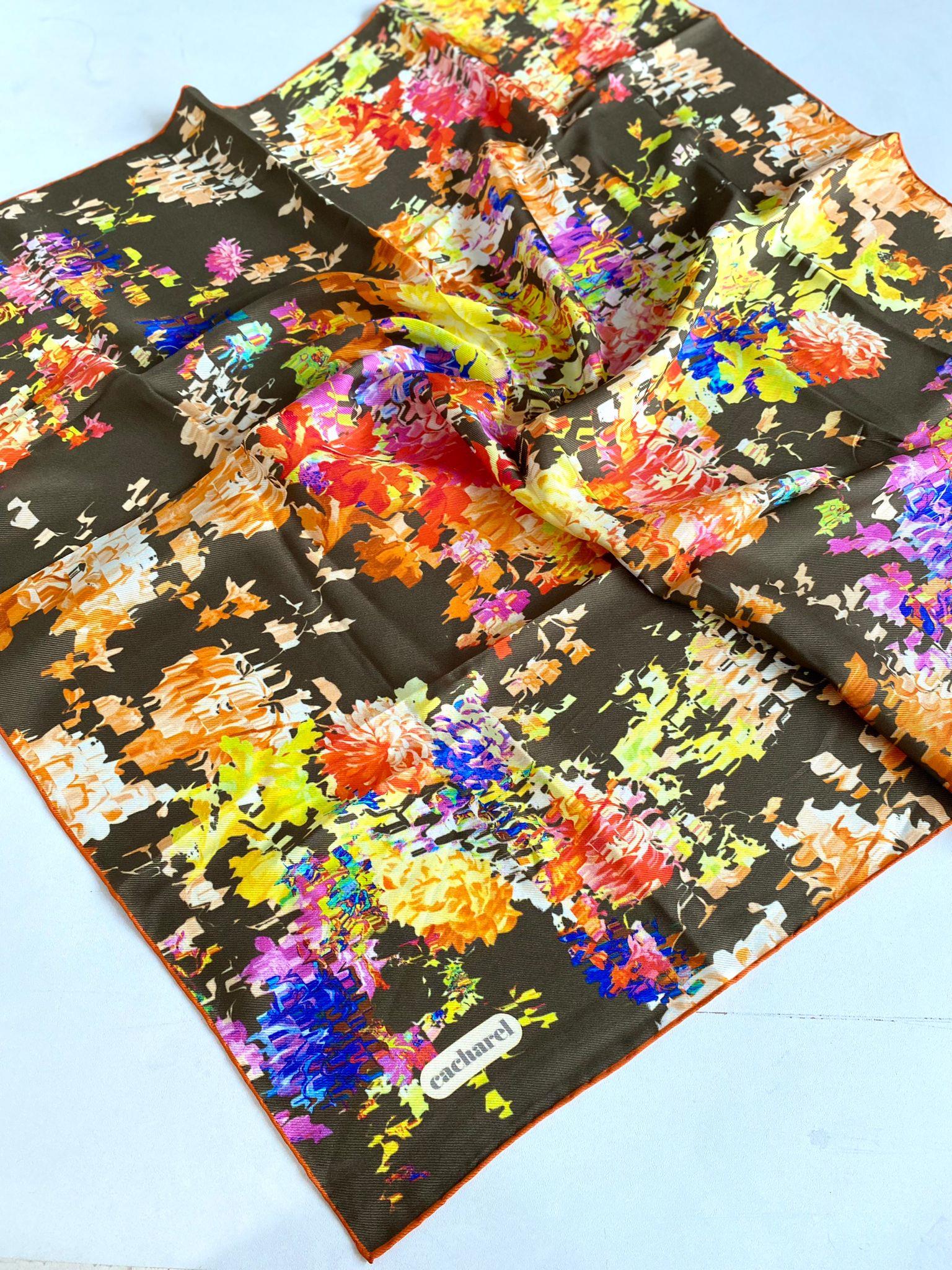 Cacharel Tivil İpek Eşarp 42655 Yeşil Karışık Desen