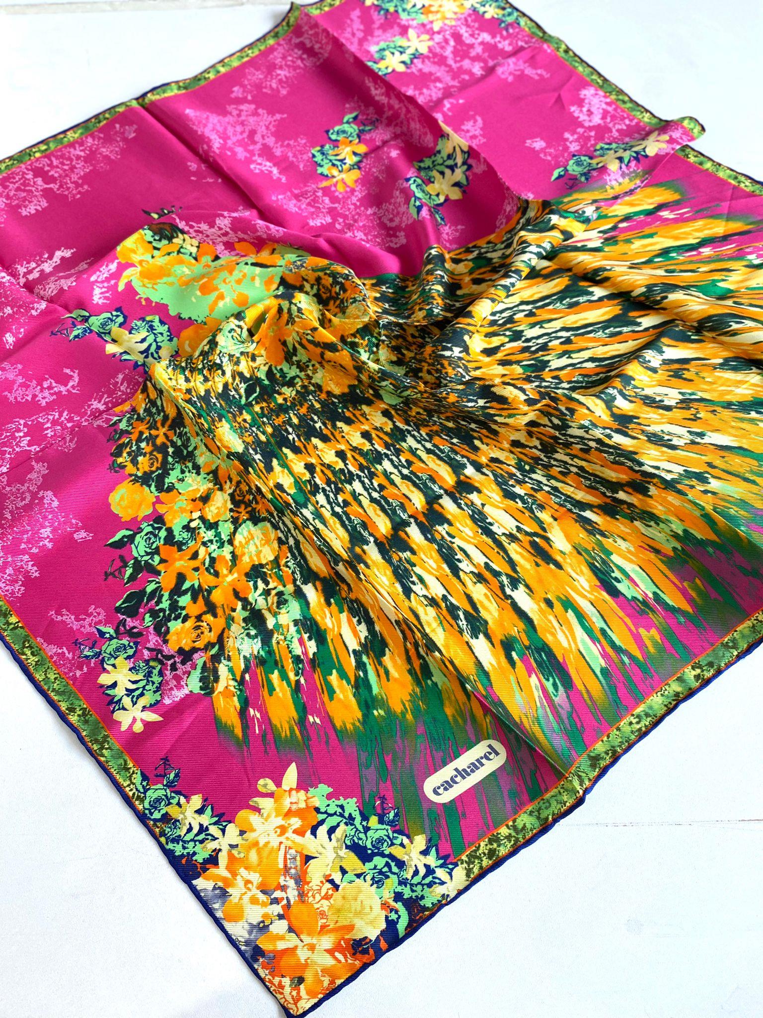 Cacharel Tivil İpek Eşarp 42668 Turuncu Karışık Desen