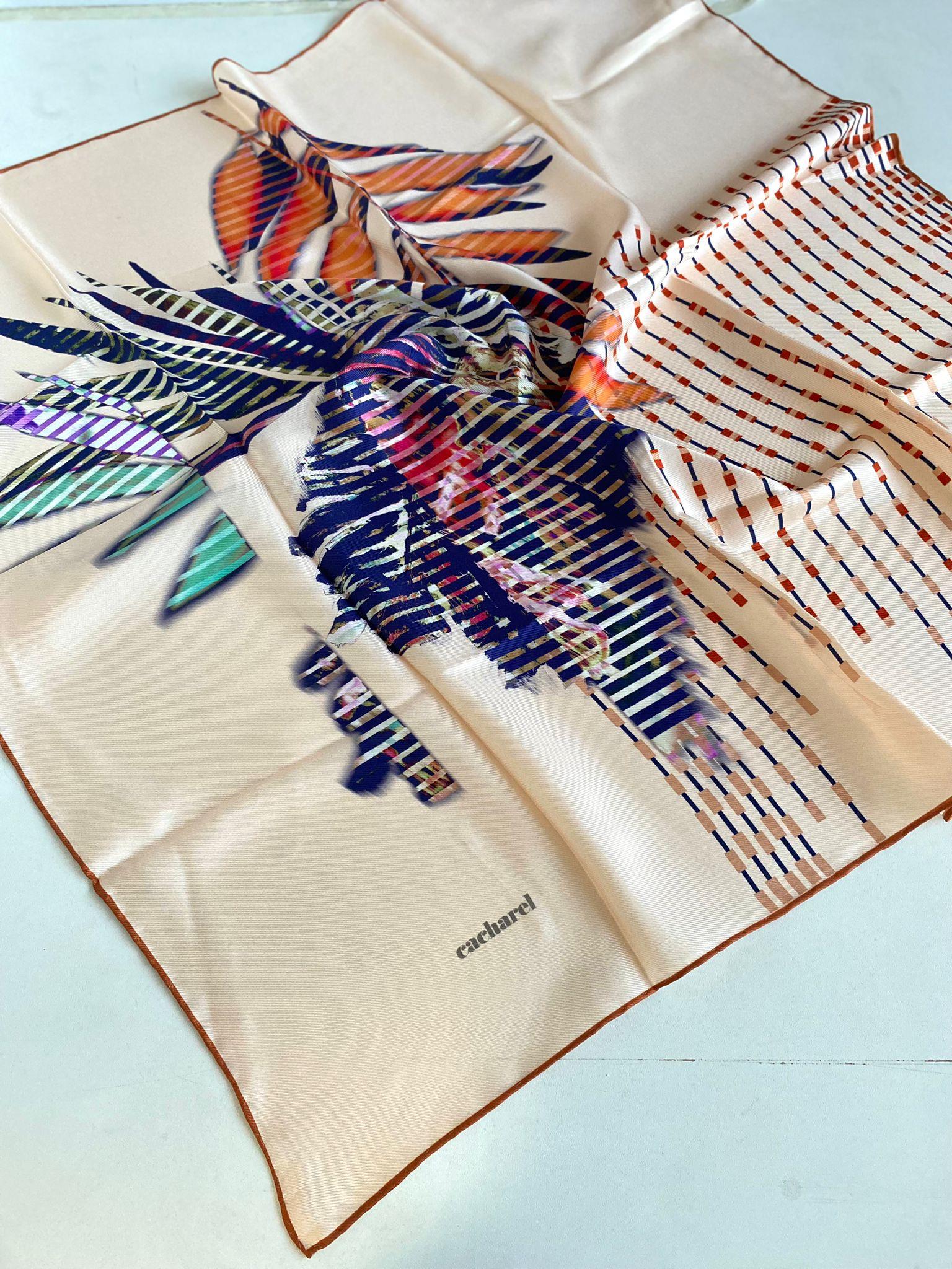 Cacharel Tivil İpek Eşarp 43570 Turuncu Karışık Desen