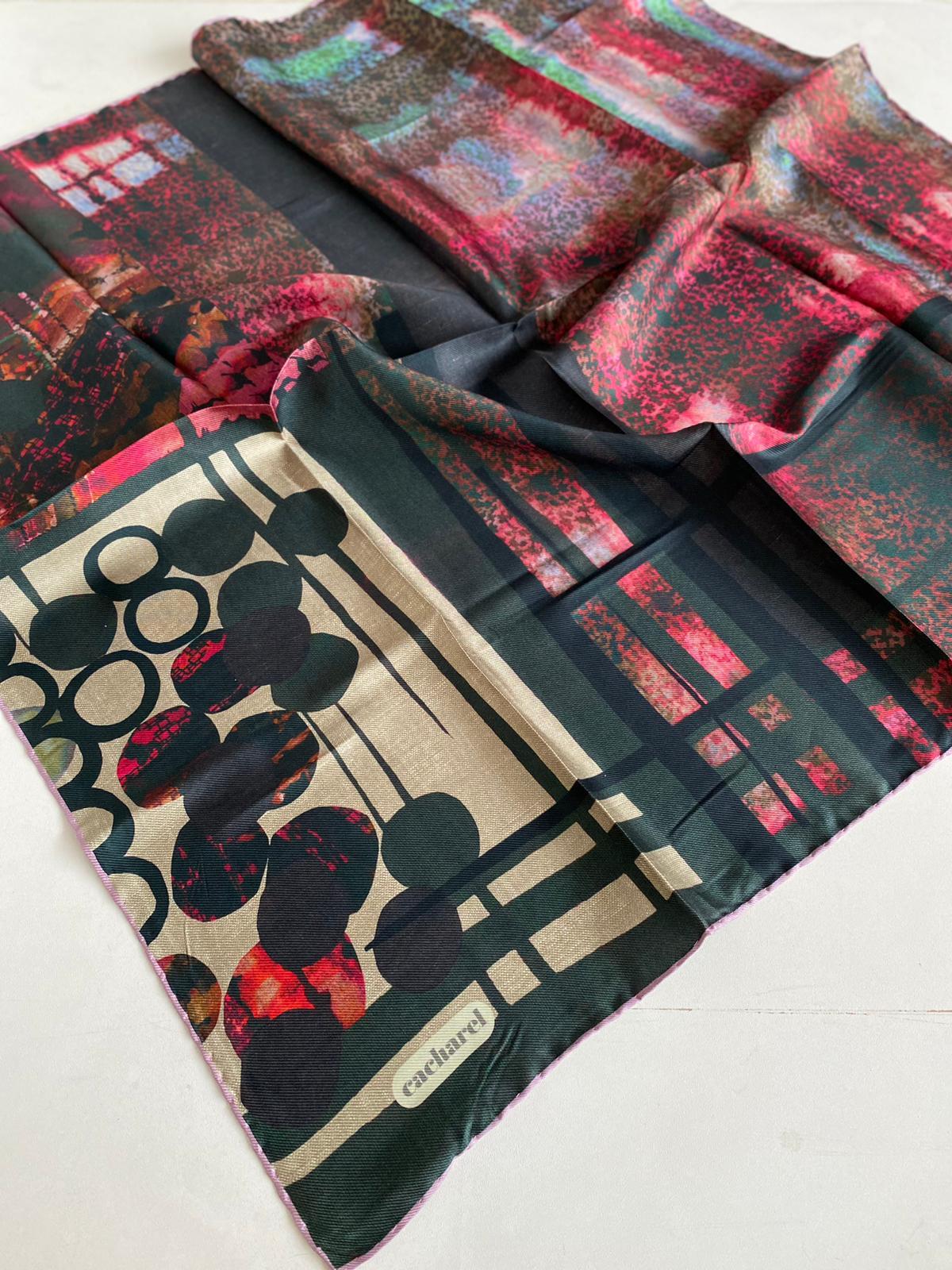 Cacharel Tivil İpek Eşarp 44423 Yeşil Karışık Desen