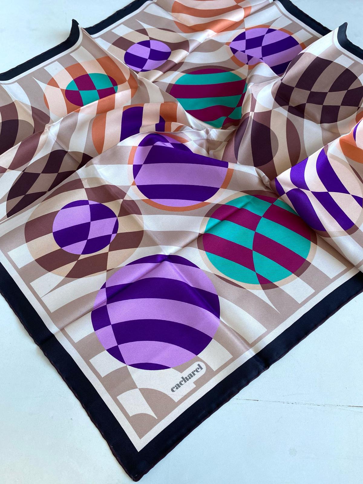 Cacharel Tivil İpek Eşarp 44752 Kahverengi Karışık Desen