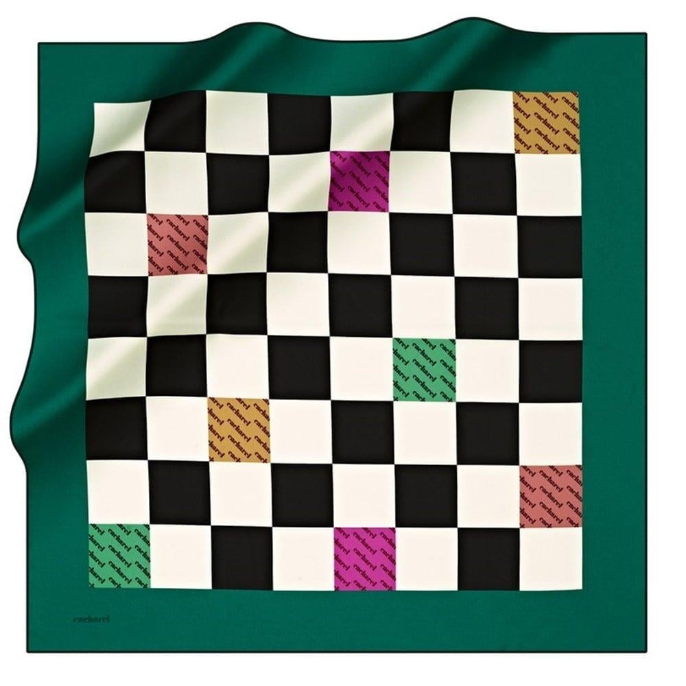 Cacharel Tivil İpek Eşarp 8590313 - 951 Benetton Yeşili Ekose Desen