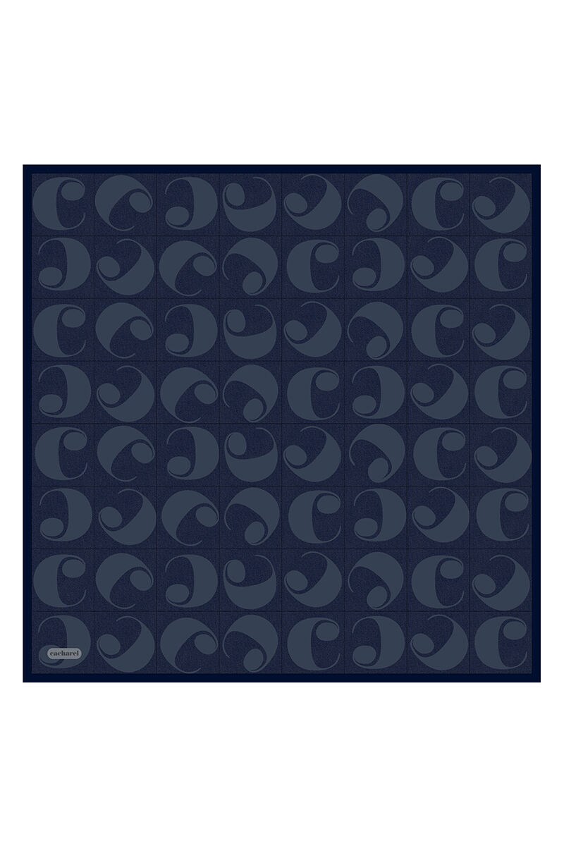 Cacharel Tivil İpek Eşarp 9230313 921 Lacivert Logo Desen