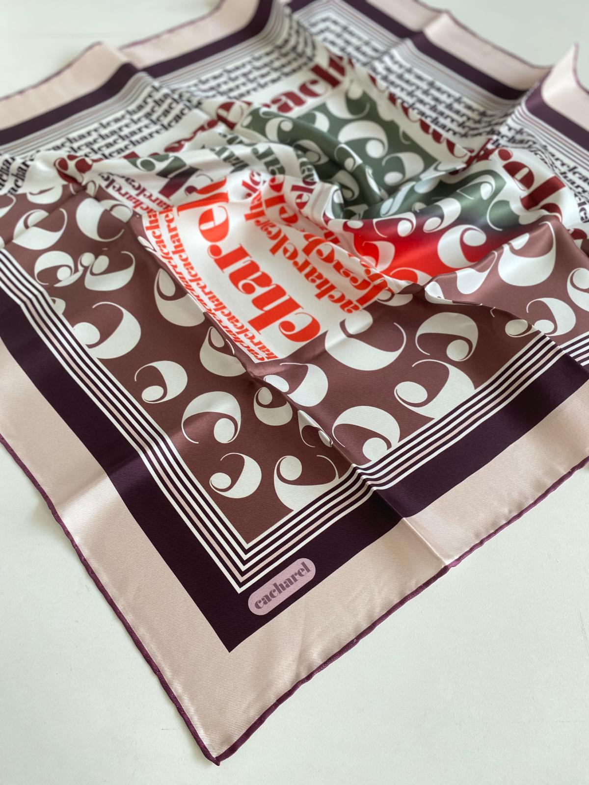 Cacharel Tivil Saf İpek Eşarp 8387313-991-49635 Pudra Karışık Desen