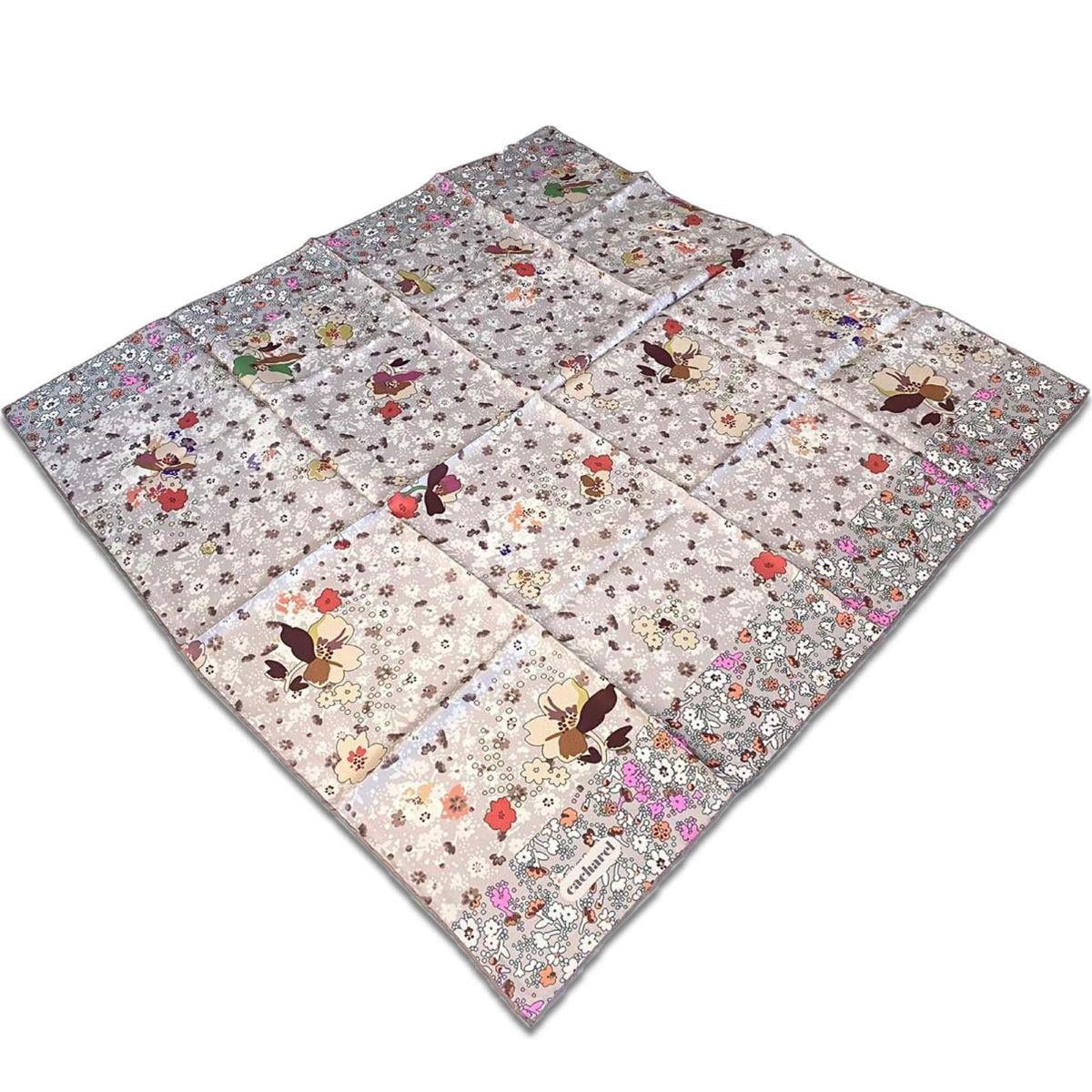Cacharel Mink Mixed Flower Pattern Twill Silk Scarf 8860313-932