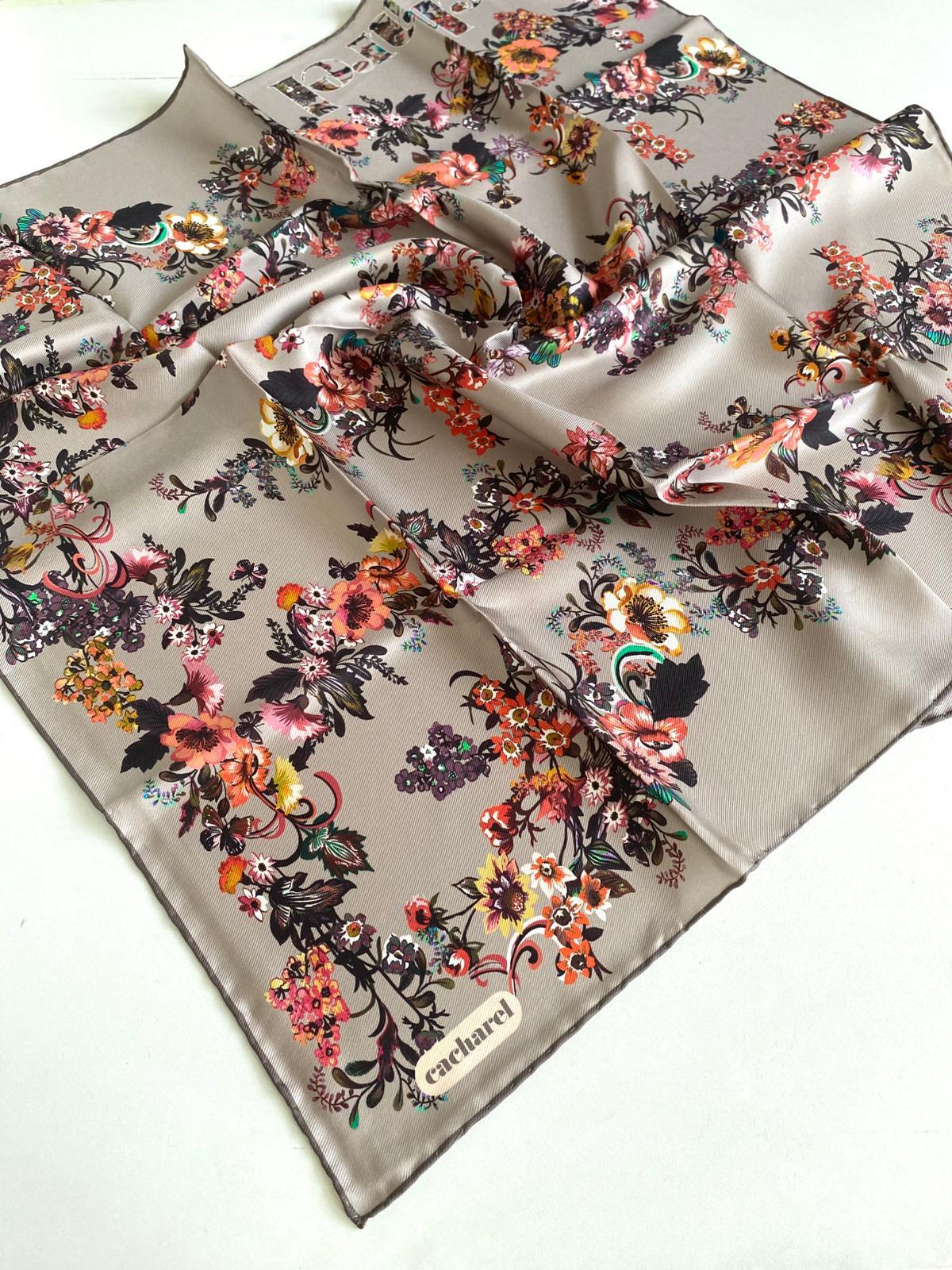 Cacharel Mink Mixed Pattern Twill Silk Scarf 8862313-931