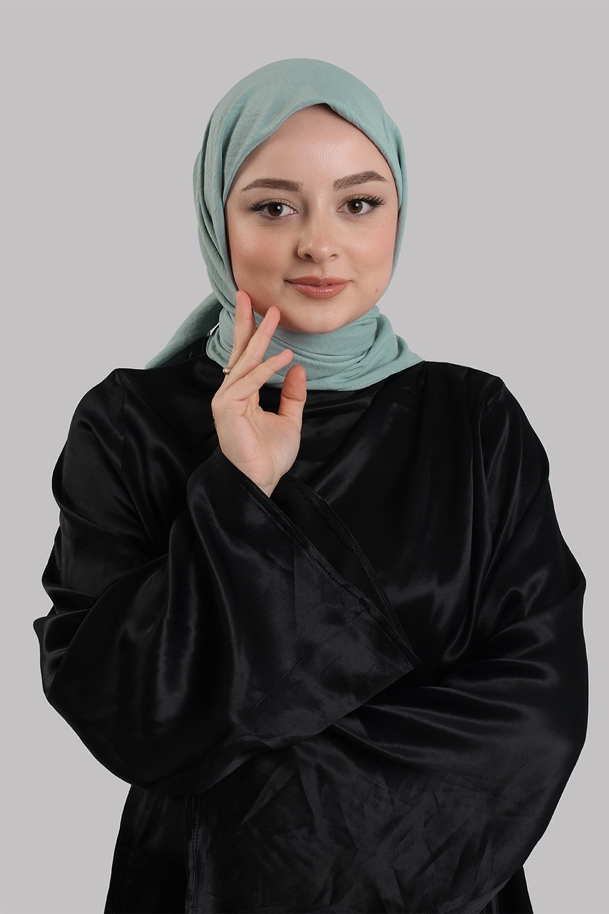 Çağla Yeşili Düz Klasik Eşarp İtalyan Dikişli Pamuk Caz Sade 202210_32