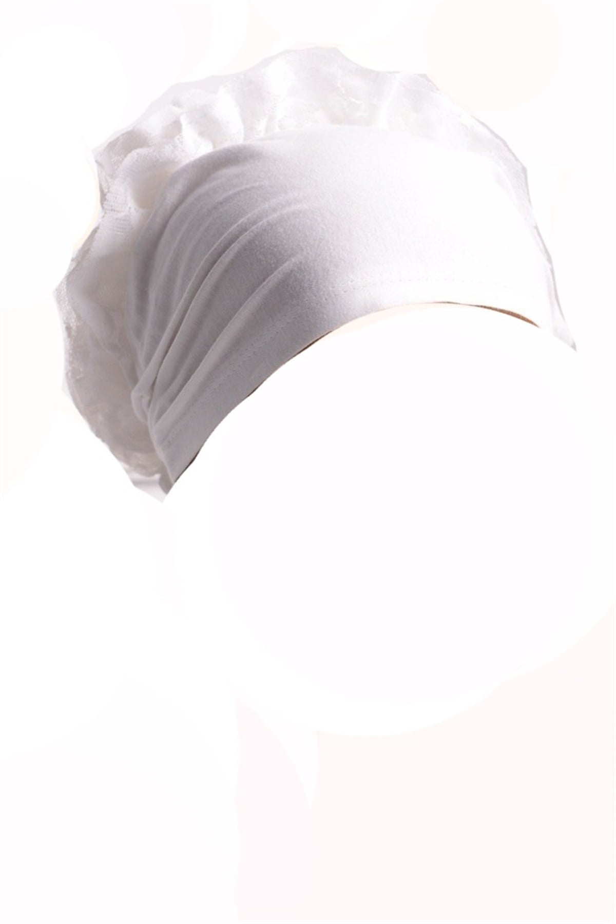 Dantelli Dikişli Bone Beyaz 06