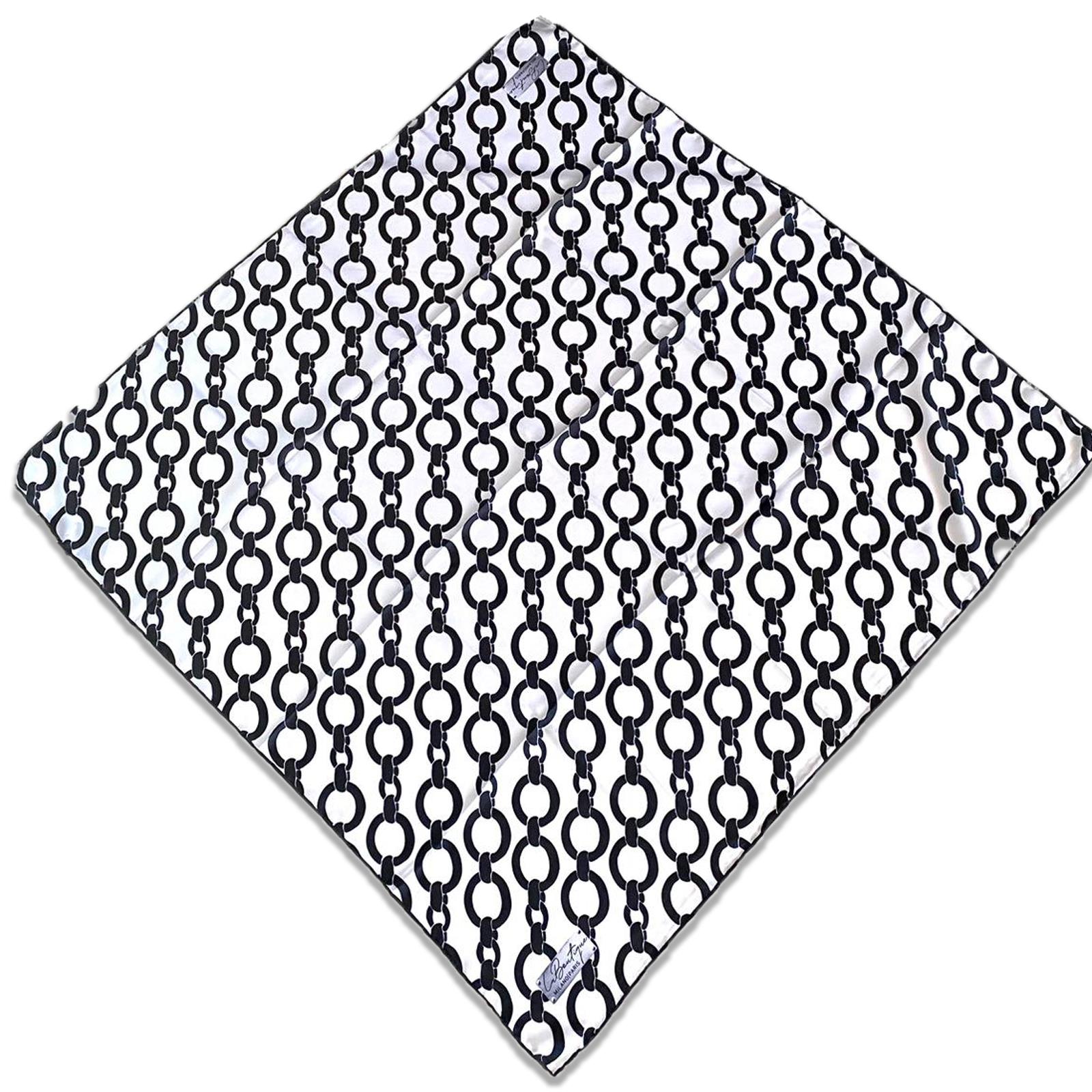 Defolu Polyester La Boutique Beyaz Zincir Desen Eşarp 1809-02  34777