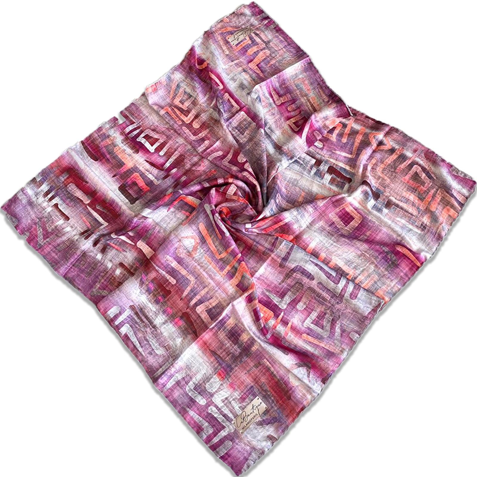 Defolu Polyester La Boutique Pembe Karma Desen Eşarp 1845-03  34565