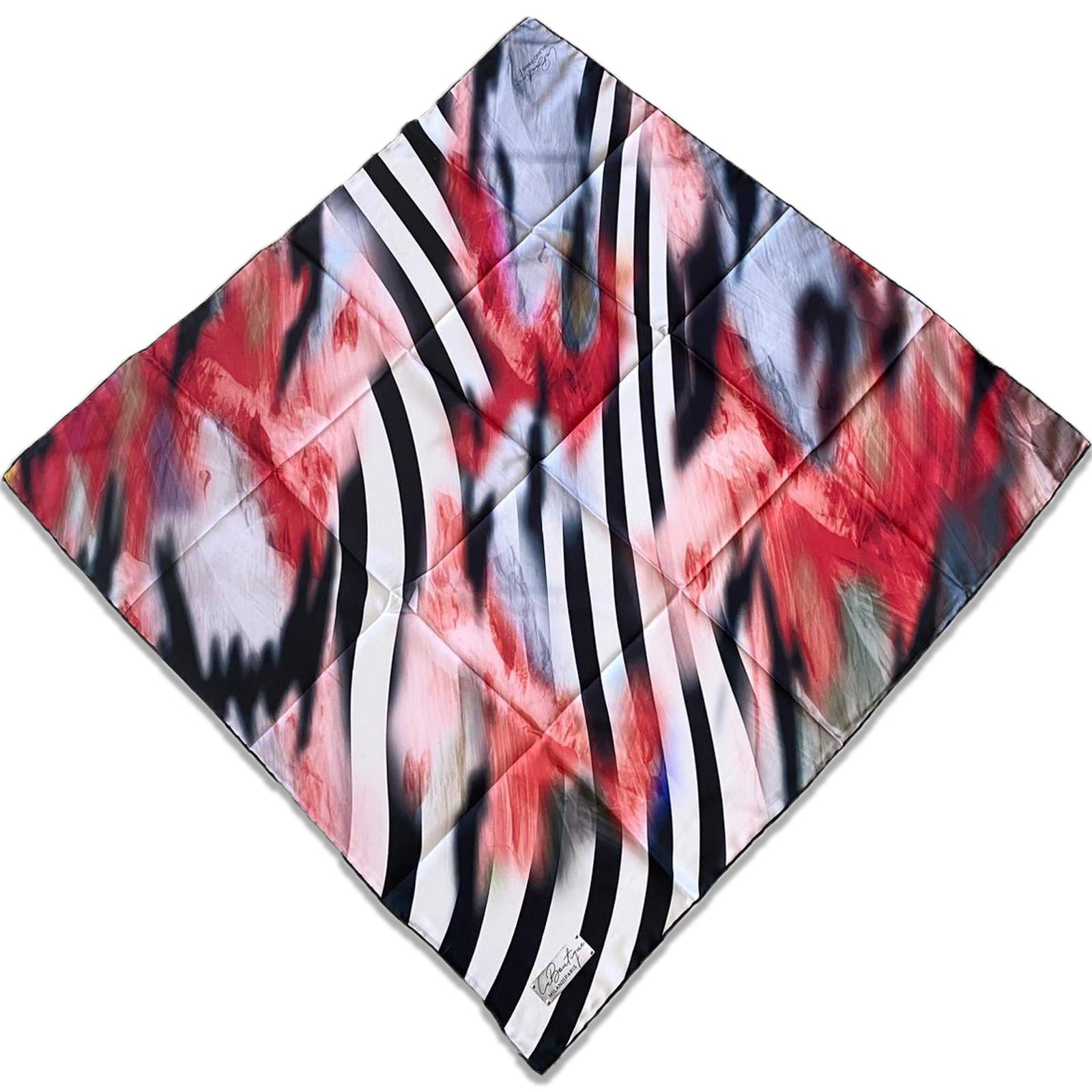 Defolu Polyester La Boutique Siyah Beyaz Zebra Karma Desen Eşarp 1374-03  34714
