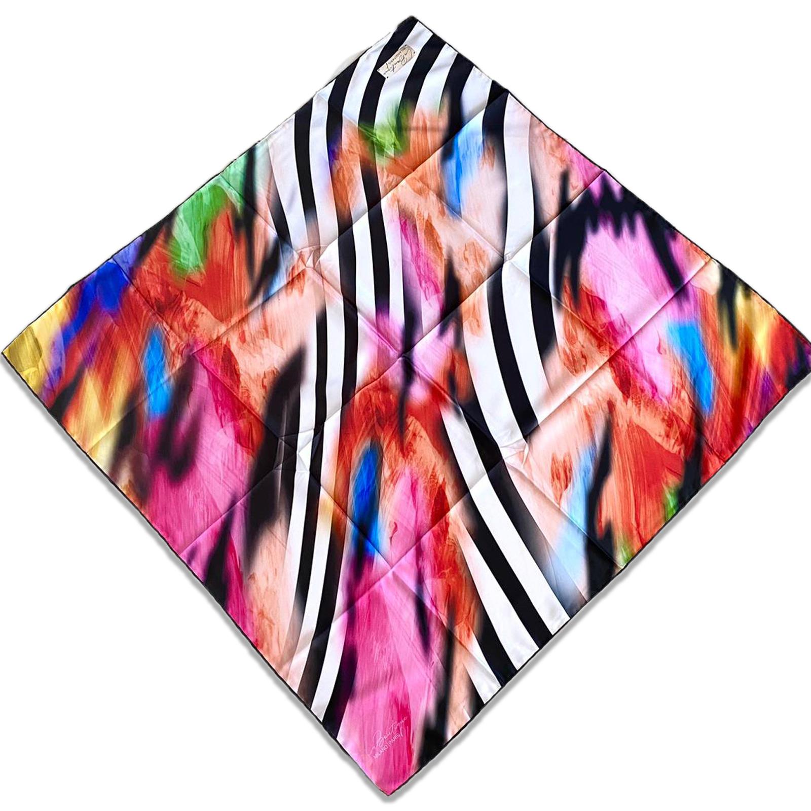 Defolu Polyester La Boutique Siyah Beyaz Zebra Karma Desen Eşarp 1374-12  34712