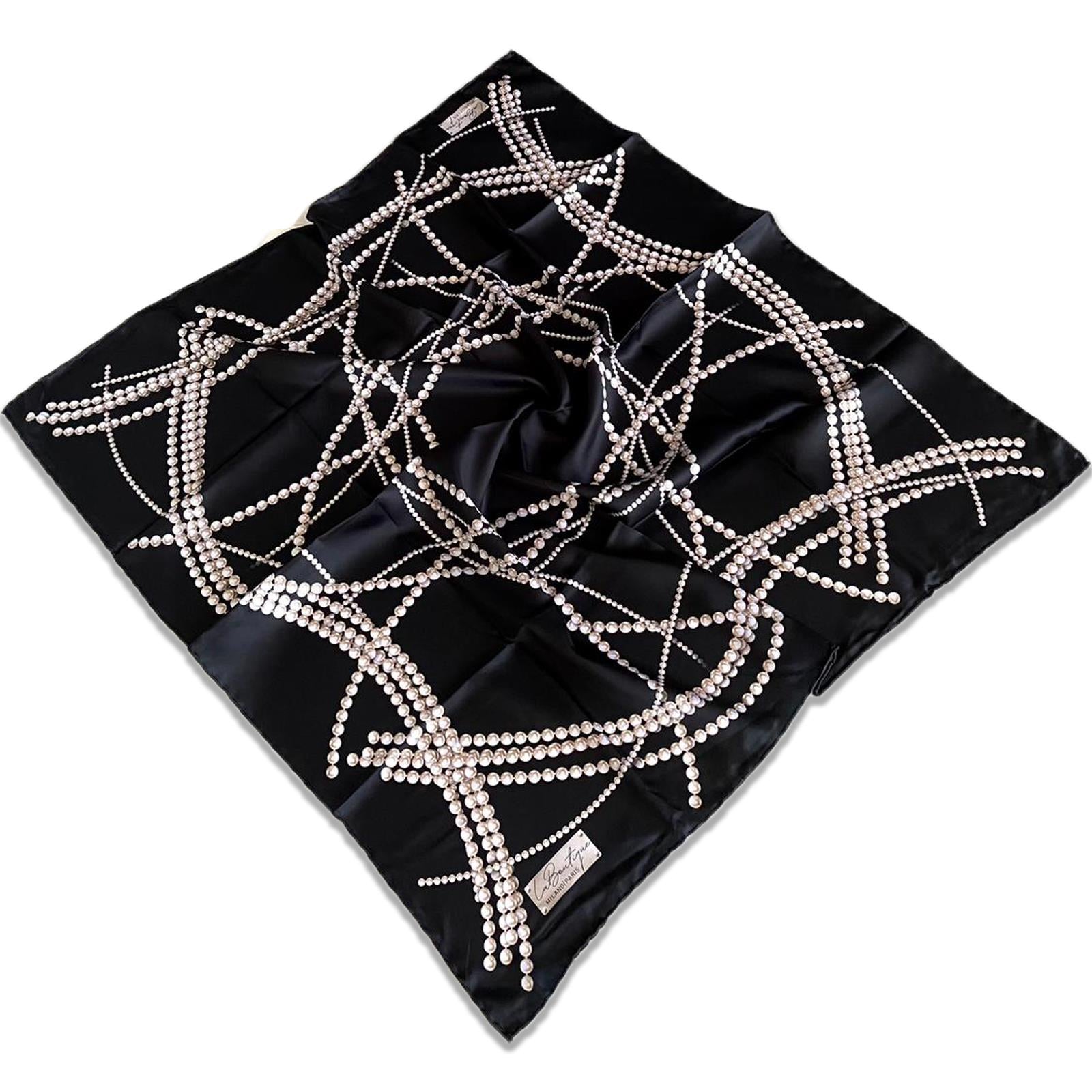Defolu Polyester La Boutique Siyah İnci Desen Eşarp 1808-01 34616