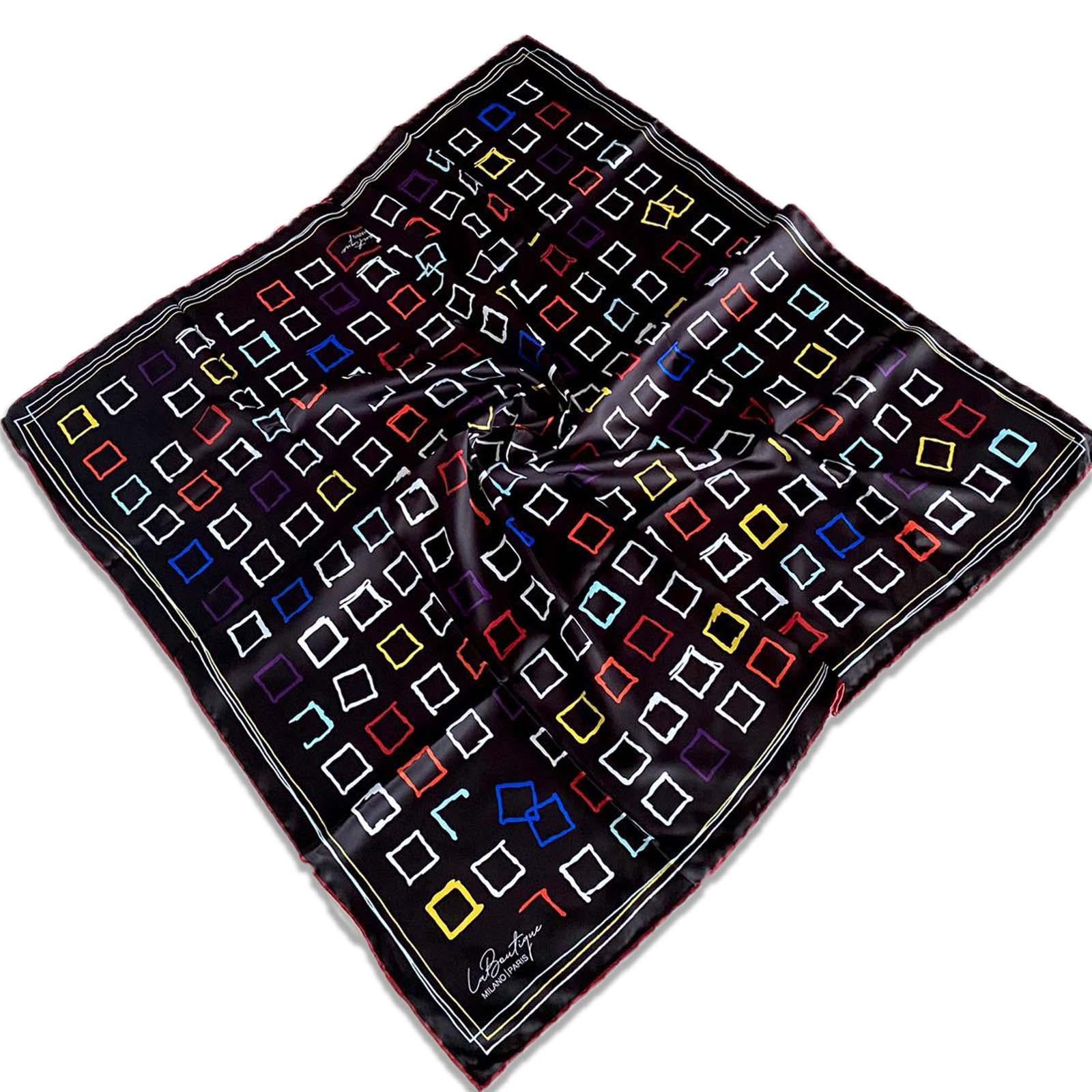 Defective Polyester La Boutique Black Mixed Pattern Scarf 32648