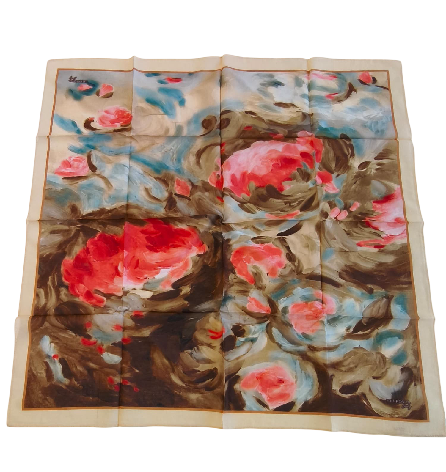 Emproyal Baskılı Lora Eşarp 9603 020 Bej Vizon Soyut Desen