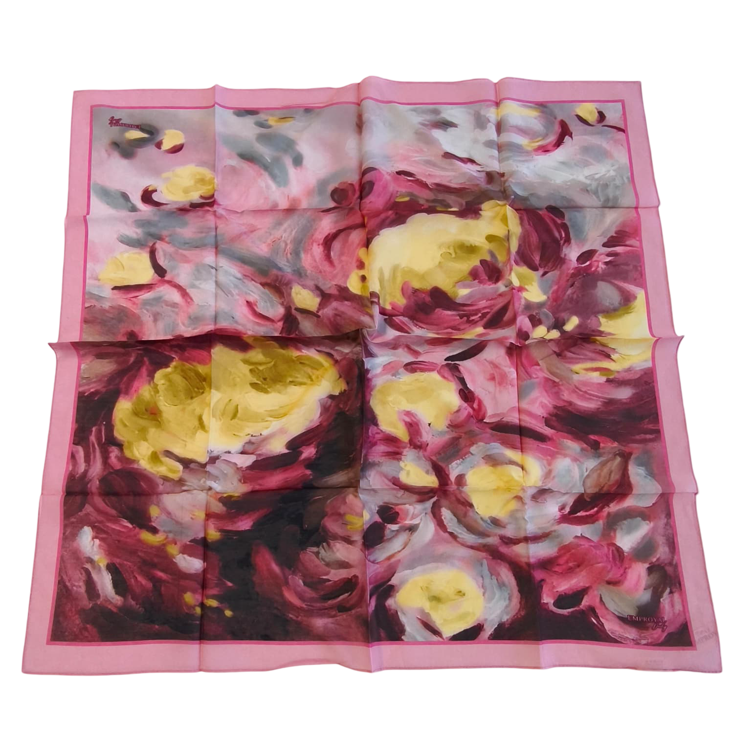 Emproyal Baskılı Lora Eşarp 9603 022 Pembe Soyut Desen
