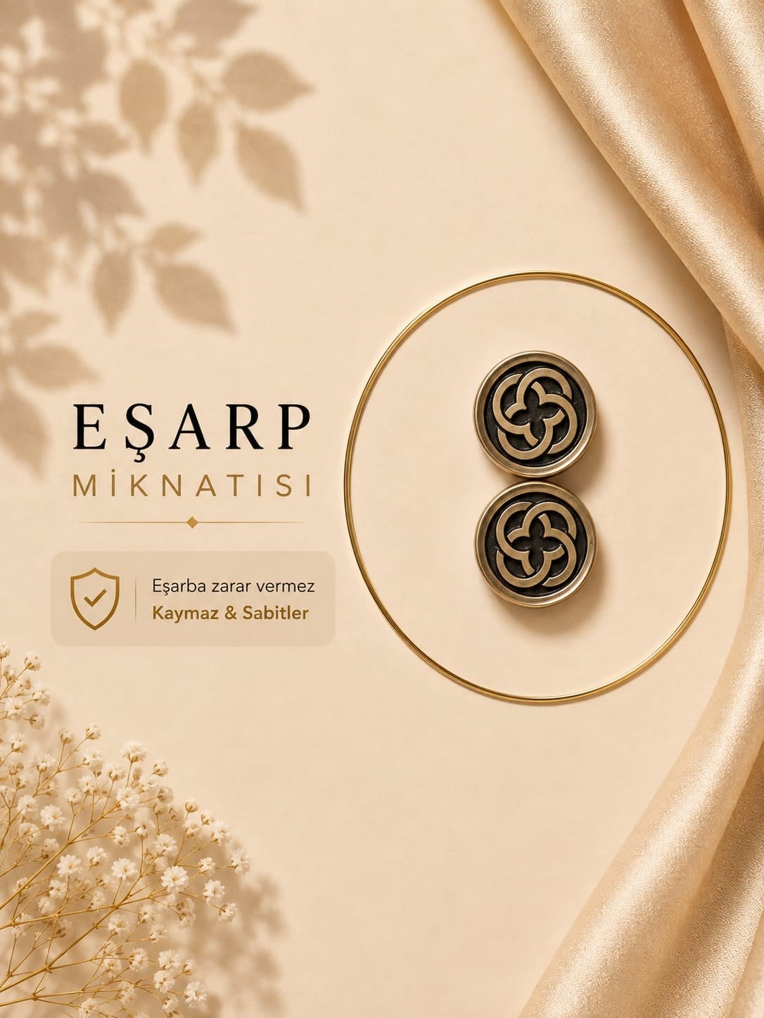 Eşarp Mıknatısı Gümüç A.Monogram Desen