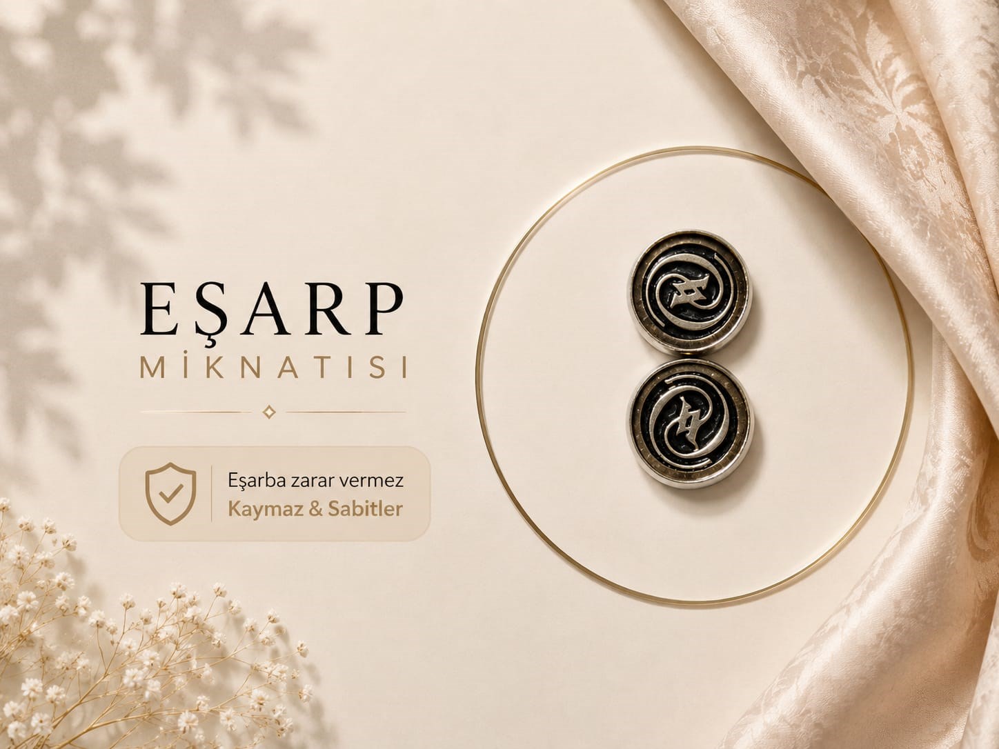 Eşarp Mıknatısı Gümüş Monogram Desen