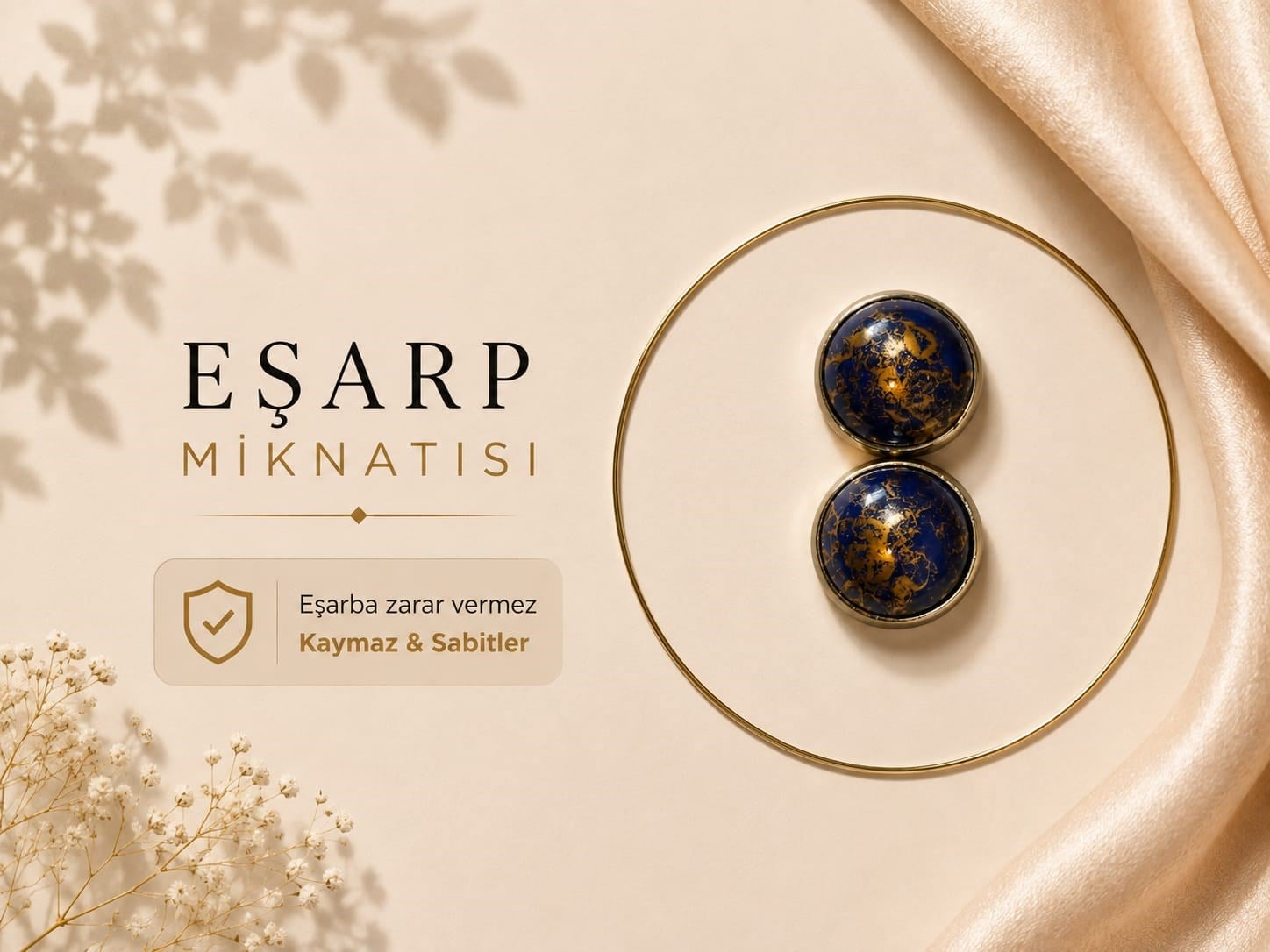 Eşarp Mıknatısı Mor Mermer Desen