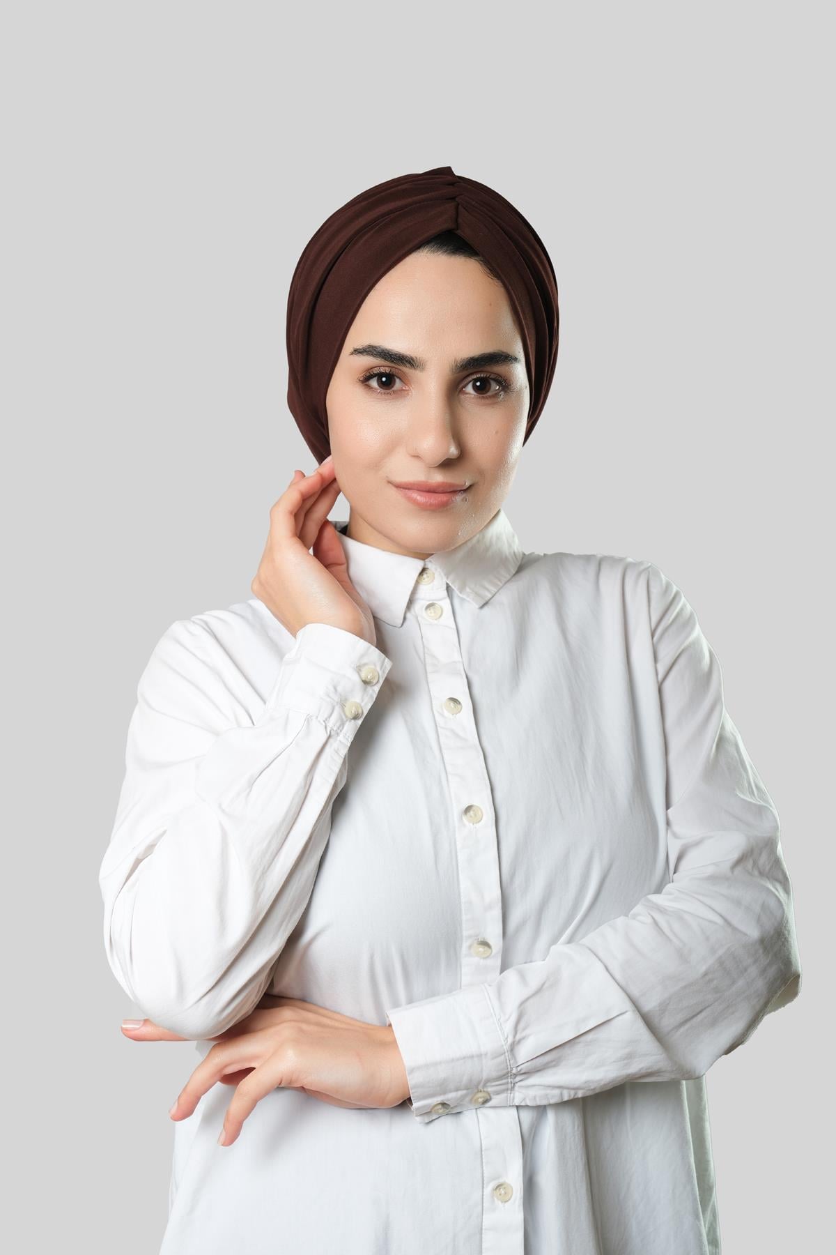 Kahve Drapeli Salaş Tesettür Bone Sandy Büzgülü 2315_14