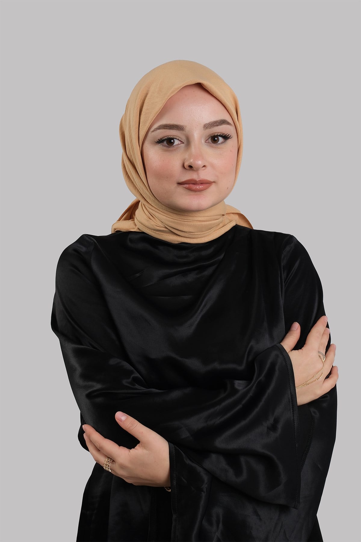 Koyu Bej Düz Klasik Eşarp İtalyan Dikişli Pamuk Caz Sade 202210_44