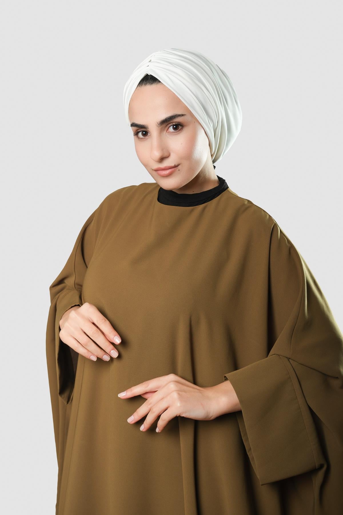 Krem Drapeli Salaş Tesettür Bone Sandy Büzgülü 2315_40