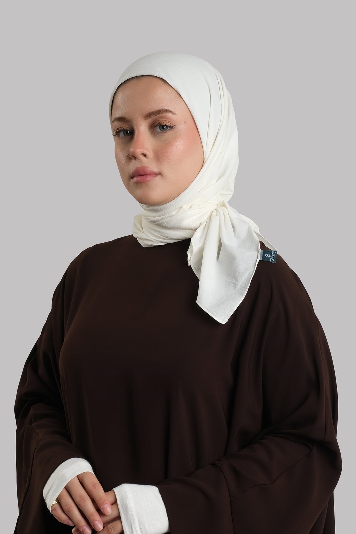 Krem Düz Klasik Eşarp İtalyan Dikişli Relax Kumaş Sade 202209_40