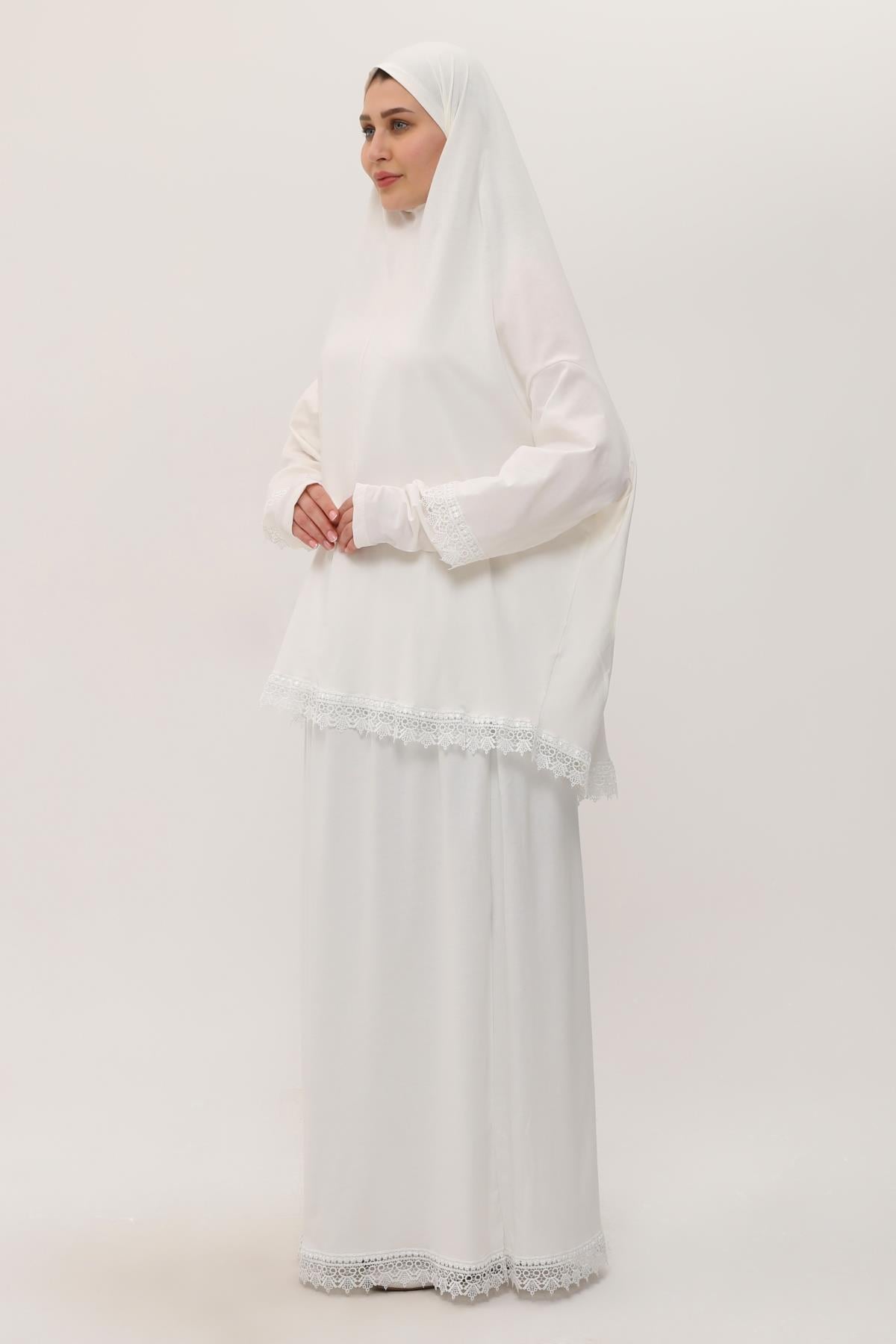 Krem Namaz Elbisesi Elbise Pamuk Kumaş Düz 2205_40