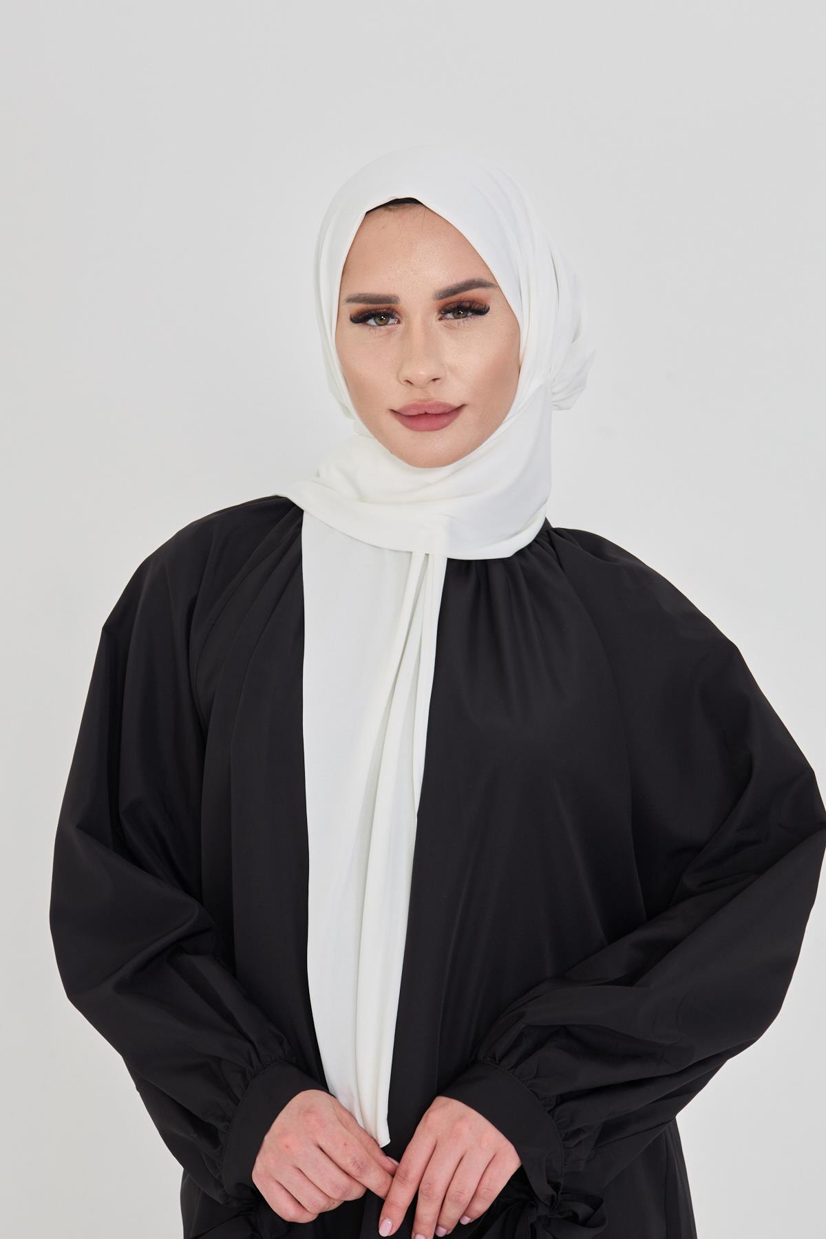 Krem Pratik Hazır Geçmeli Tesettür Bone Sandy Boyunluklu Çıtçıtlı 2505_40