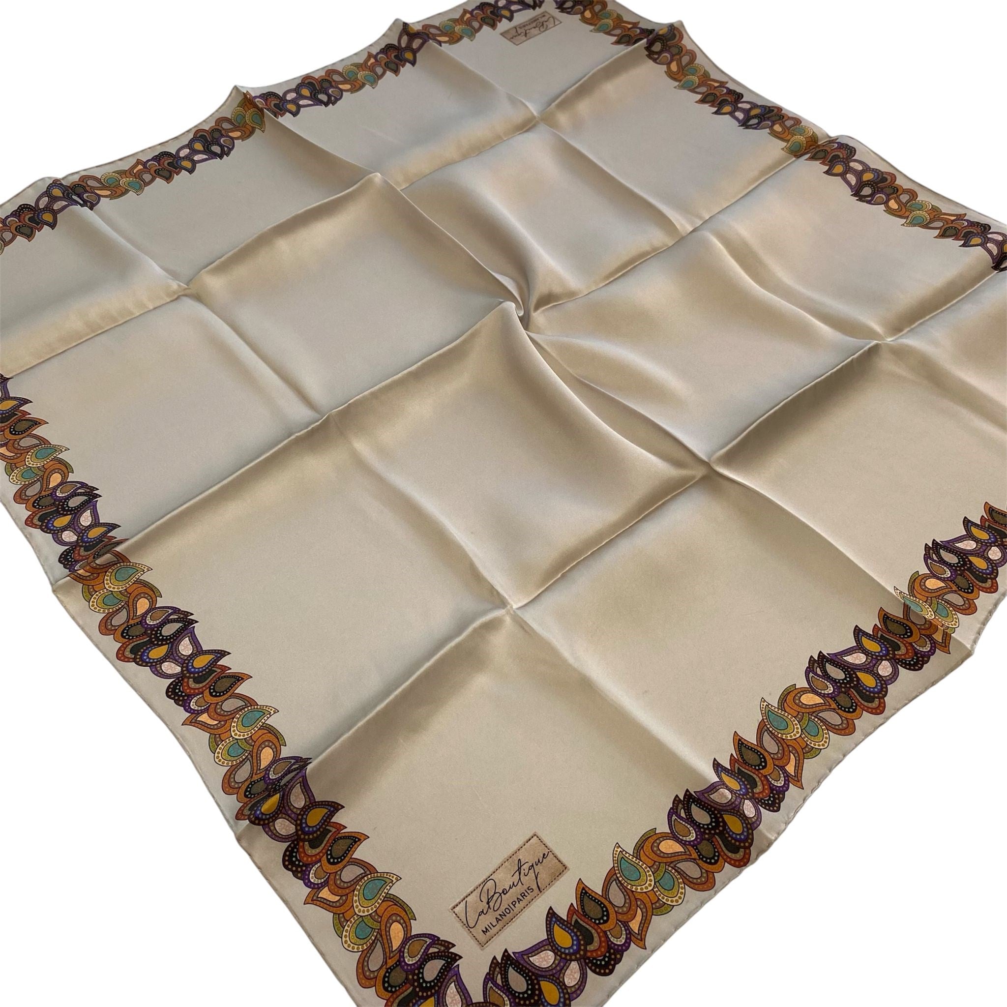 La Boutique Az Hatalı Sura İpek Eşarp 55158 Taş Rengi Düz  Desen 