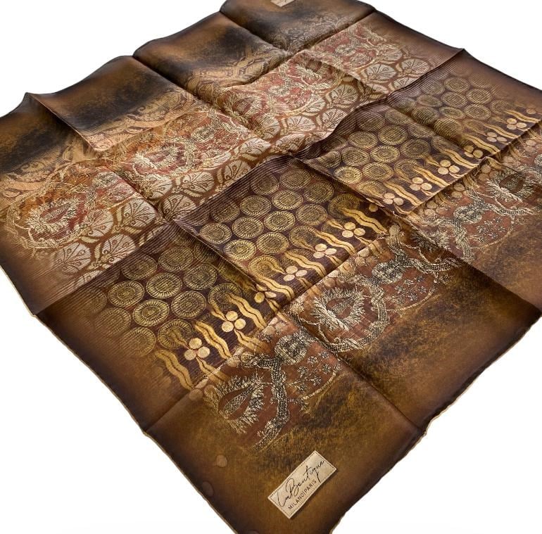 La Boutique Az Hatalı Sura Saf İpek Eşarp 54801 Kahverengi - Taba Etnik  Desen 
