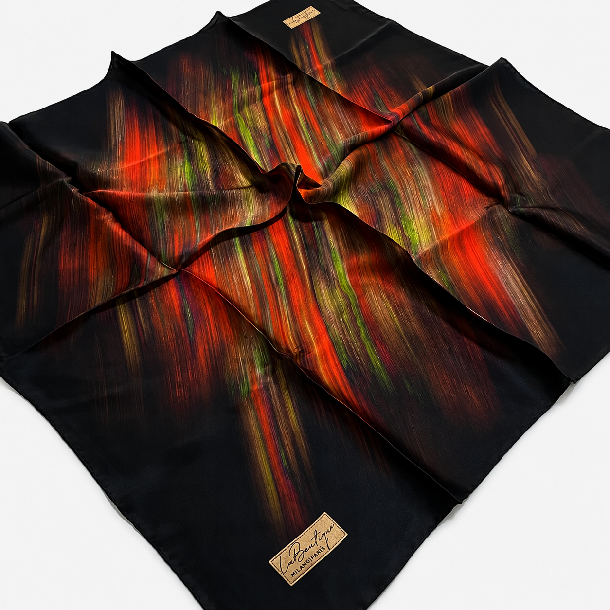 La Boutique Az Hatalı Sura Saf İpek Eşarp Bordo - SiyahDesen