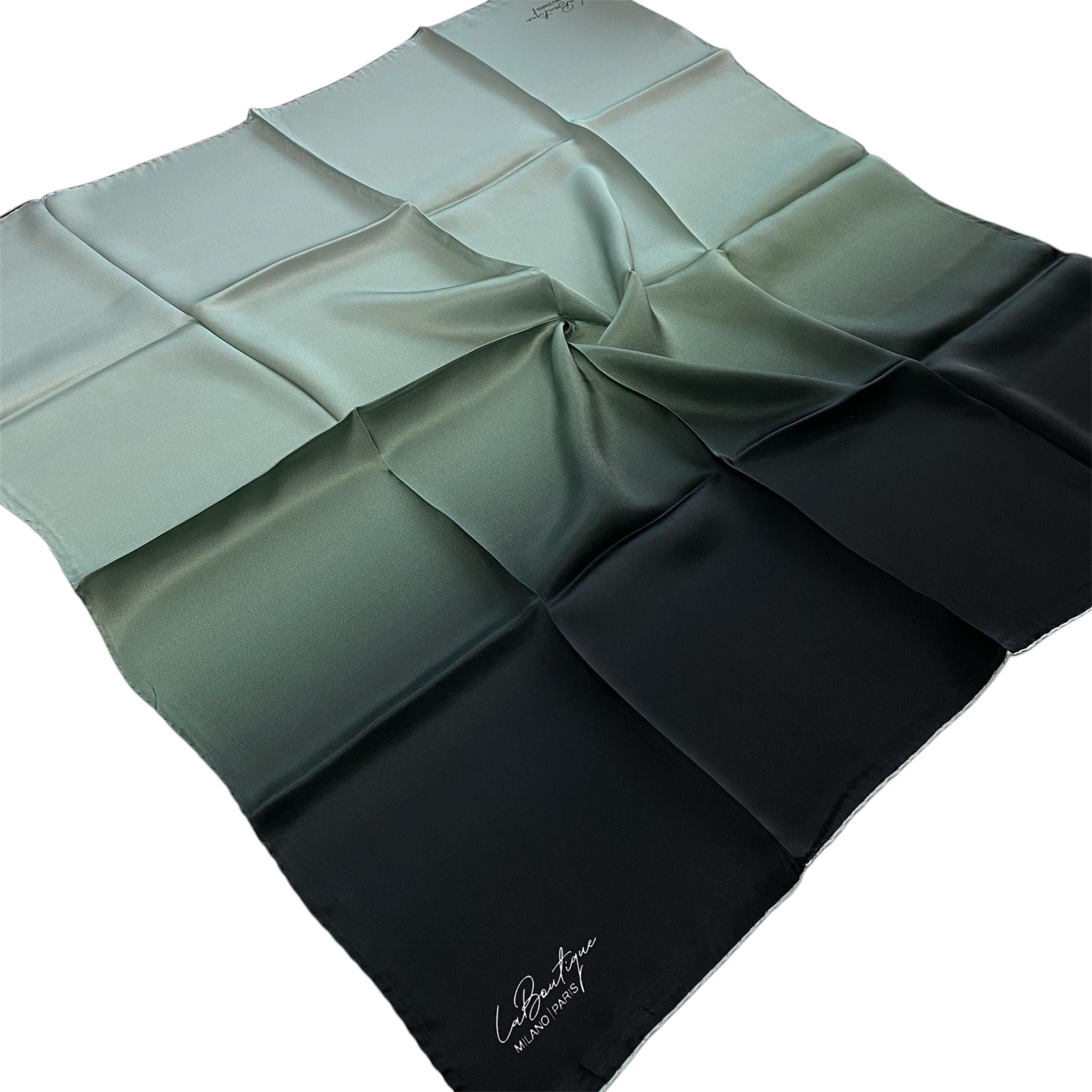 La Boutique Az Hatalı Sura Saf İpek Eşarp 54256 Siyah- Mint Yeşili Degrade Desen