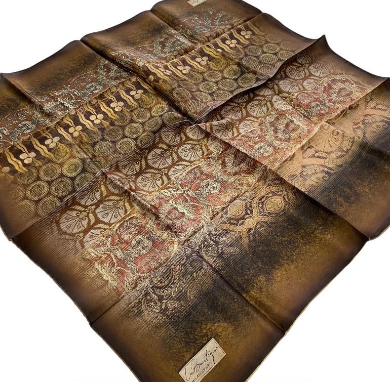 La Boutique Az Hatalı Sura Saf İpek Eşarp 54747 Kahve Etnik Desen 